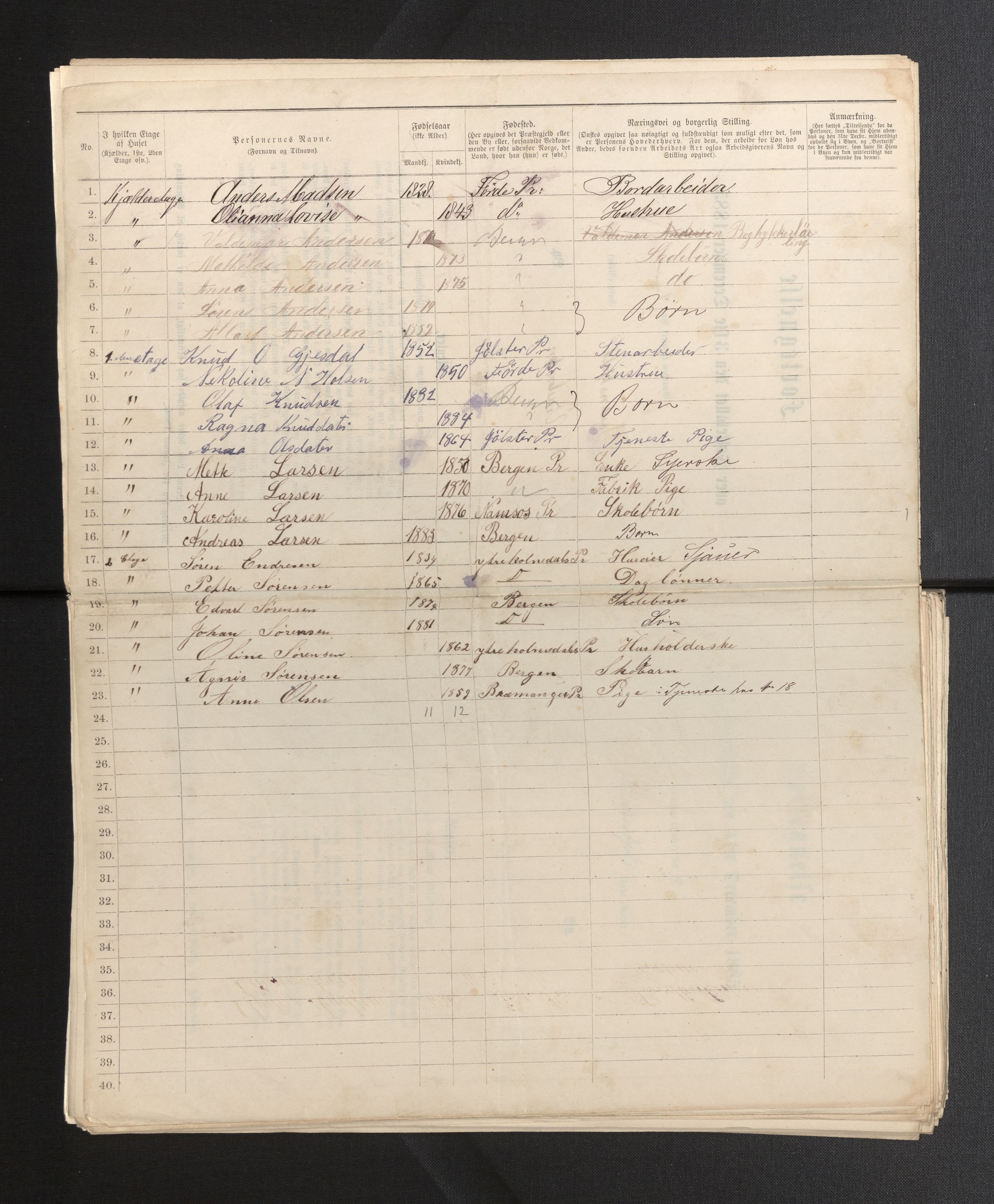 SAB, 1885 census for 1301 Bergen, 1885, p. 7311