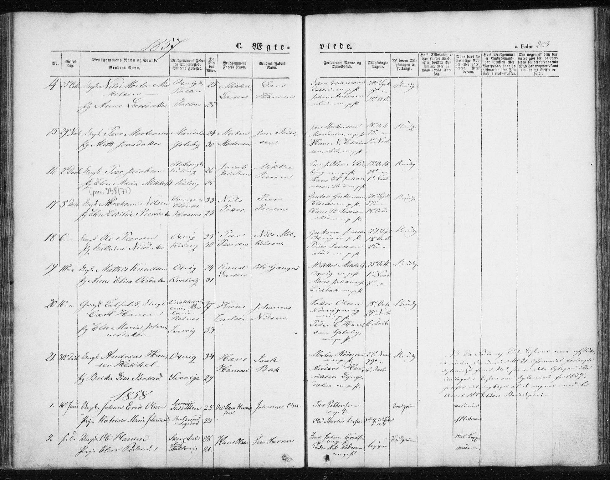 Lyngen sokneprestembete, SATØ/S-1289/H/He/Hea/L0004kirke: Parish register (official) no. 4, 1839-1858, p. 263