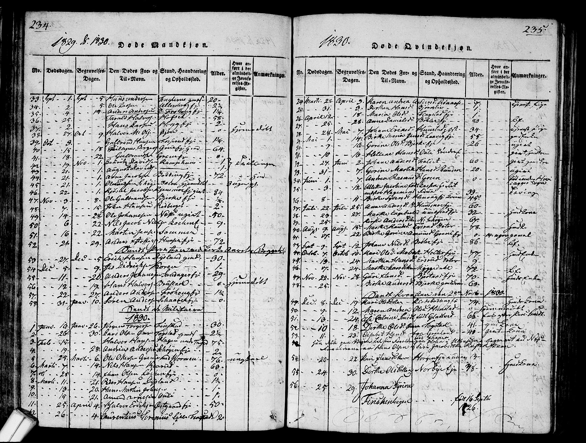 Nes prestekontor Kirkebøker, SAO/A-10410/G/Ga/L0001: Parish register (copy) no. I 1, 1815-1835, p. 234-235