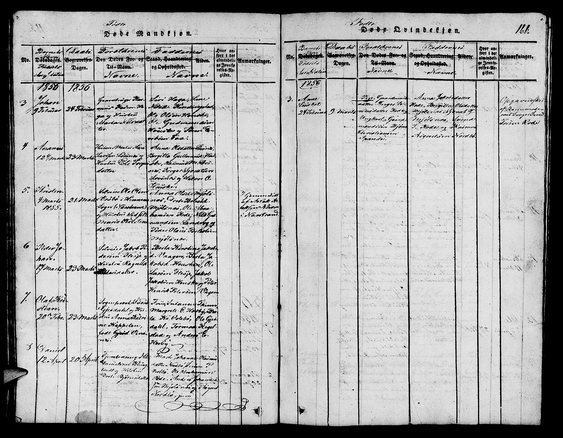 Finnøy sokneprestkontor, AV/SAST-A-101825/H/Ha/Hab/L0001: Parish register (copy) no. B 1, 1816-1856, p. 166