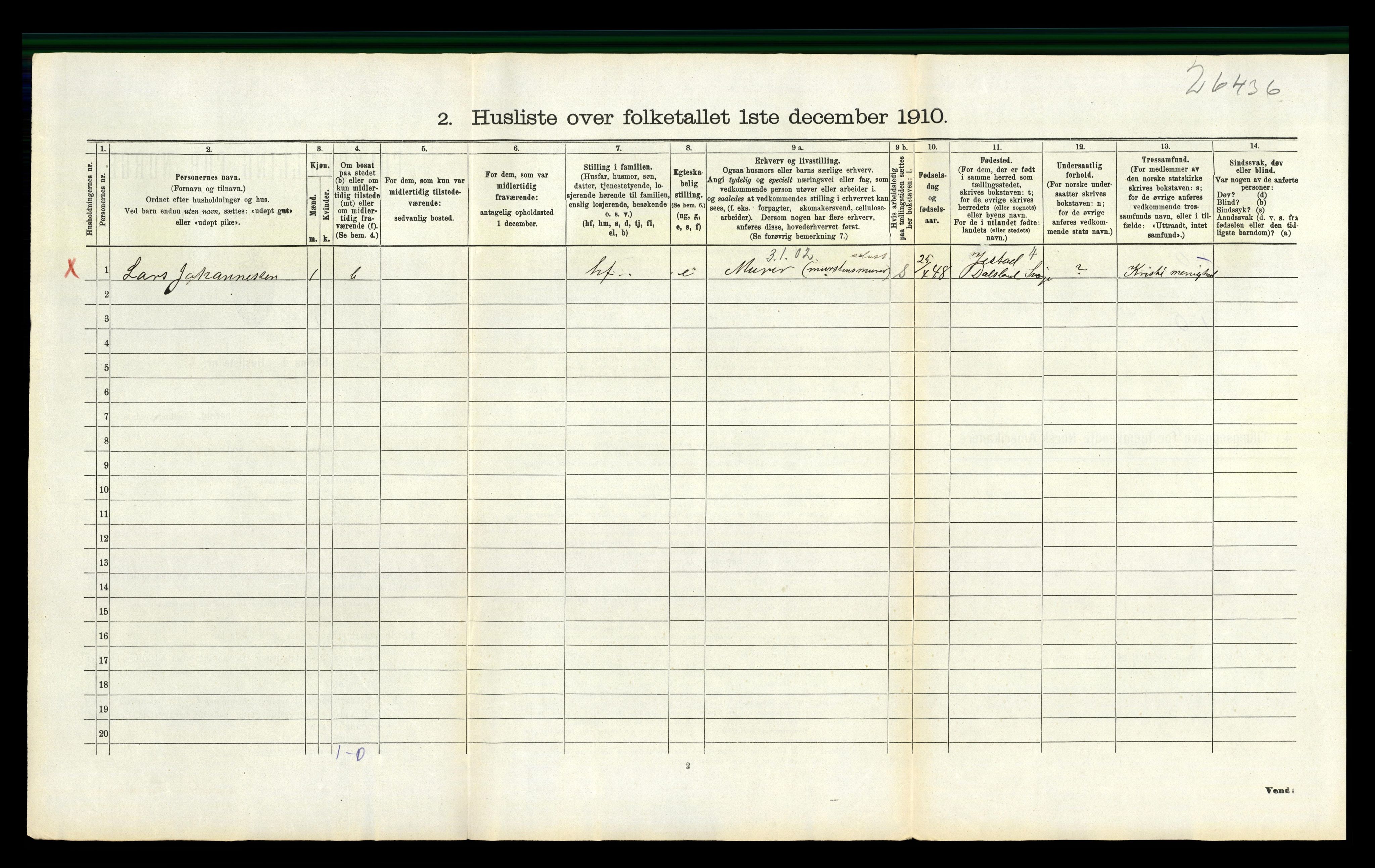 RA, 1910 census for Lier, 1910, p. 1017