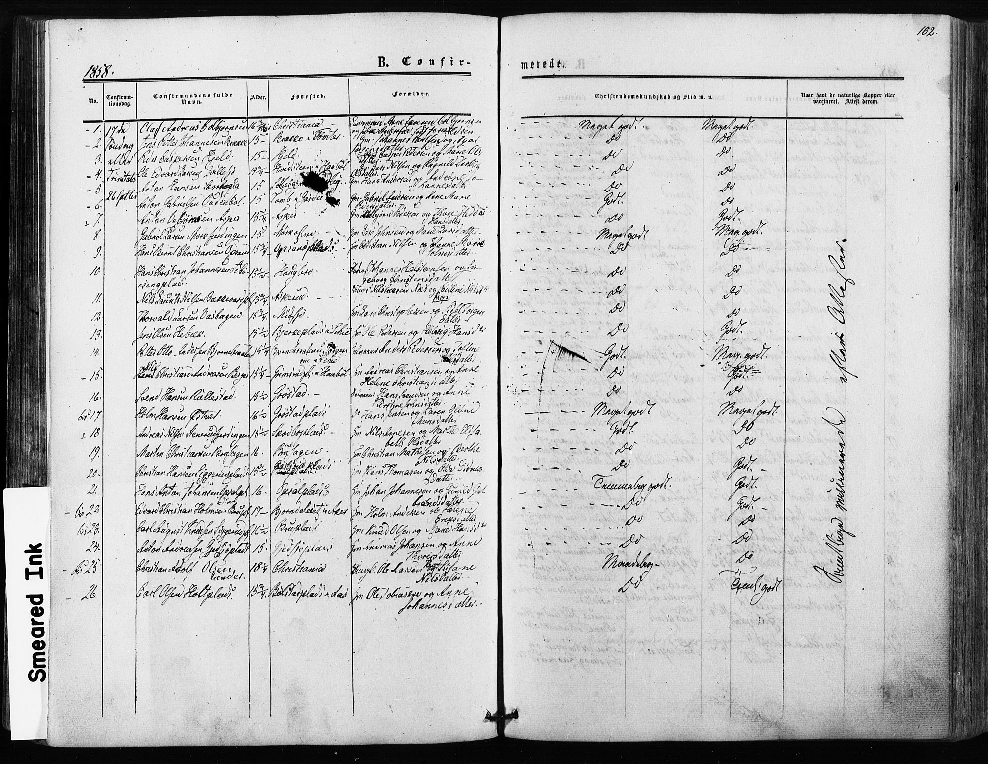 Kråkstad prestekontor Kirkebøker, SAO/A-10125a/F/Fa/L0007: Parish register (official) no. I 7, 1858-1870, p. 102