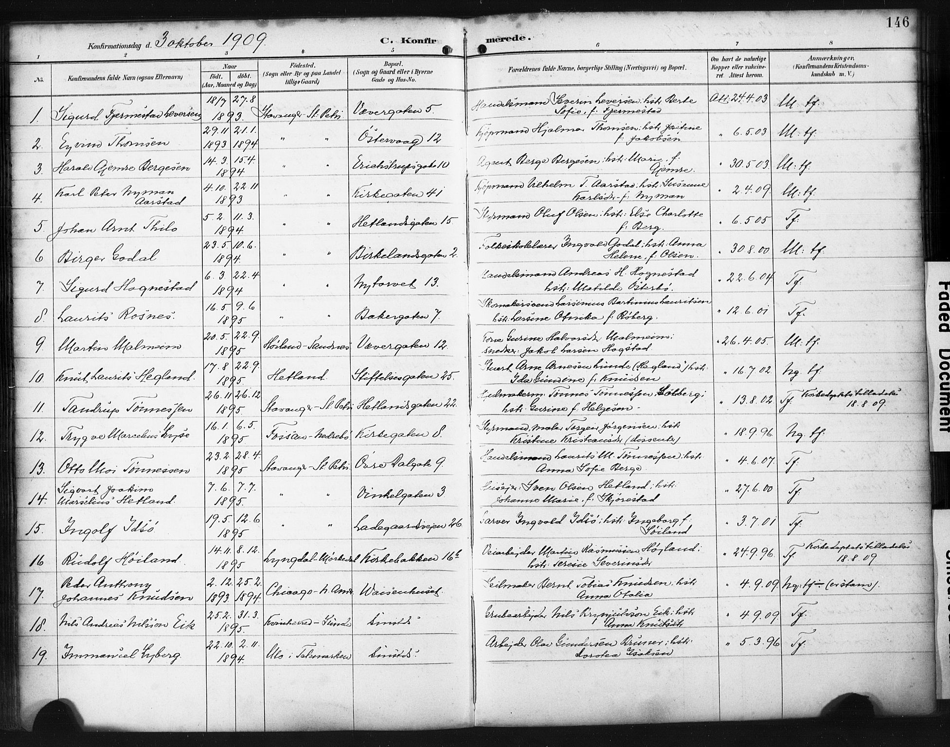 St. Petri sokneprestkontor, SAST/A-101813/001/30/30BA/L0021: Parish register (official) no. A 21, 1894-1917, p. 146