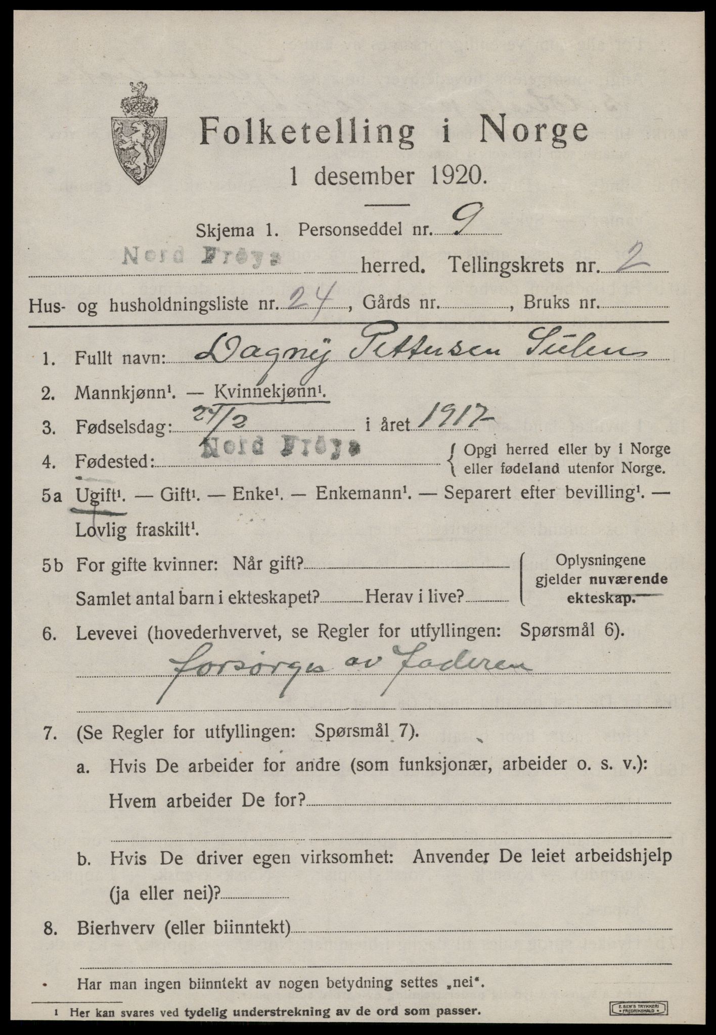 SAT, 1920 census for Nord-Frøya, 1920, p. 4887