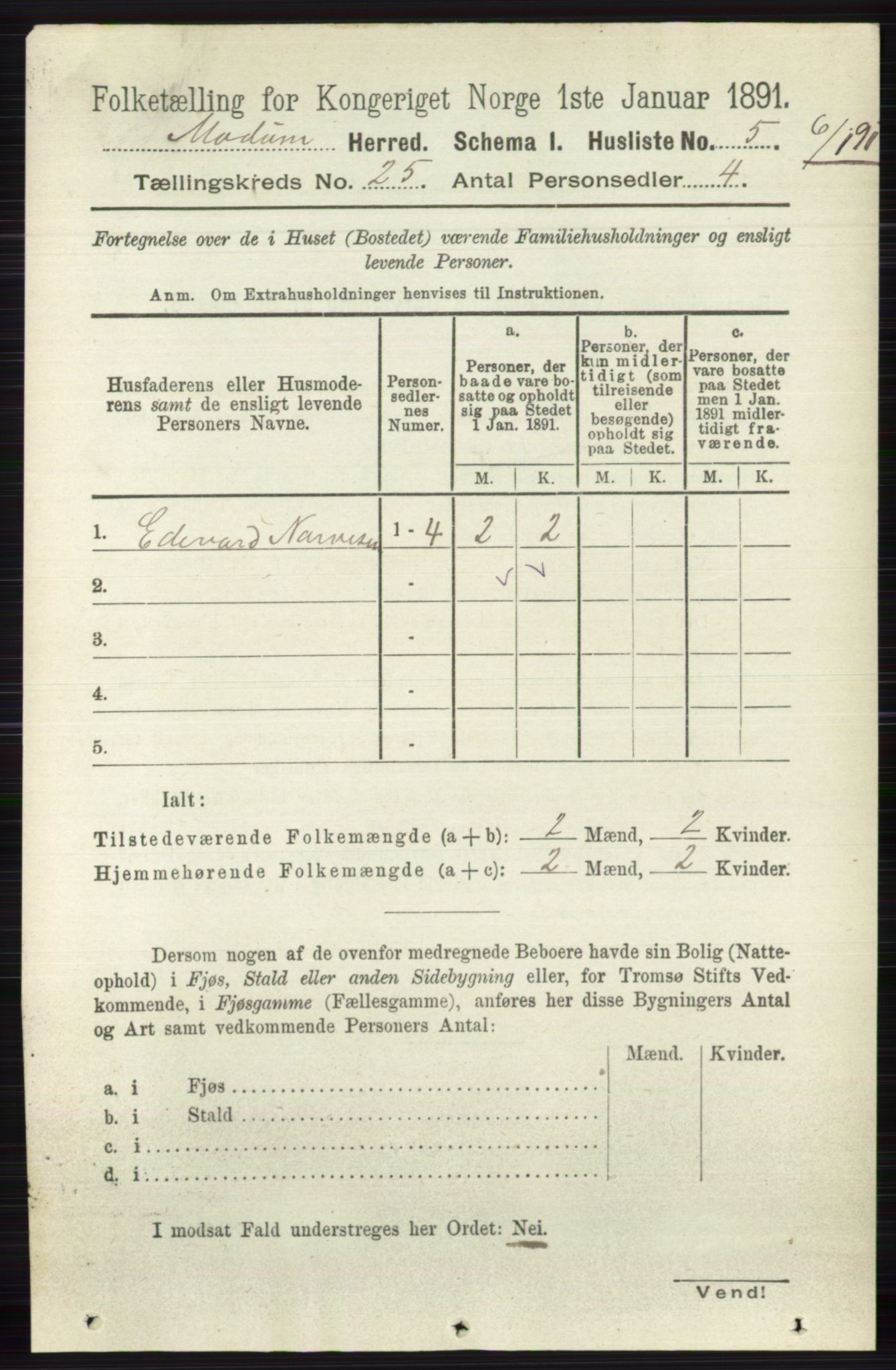 RA, 1891 census for 0623 Modum, 1891, p. 8999