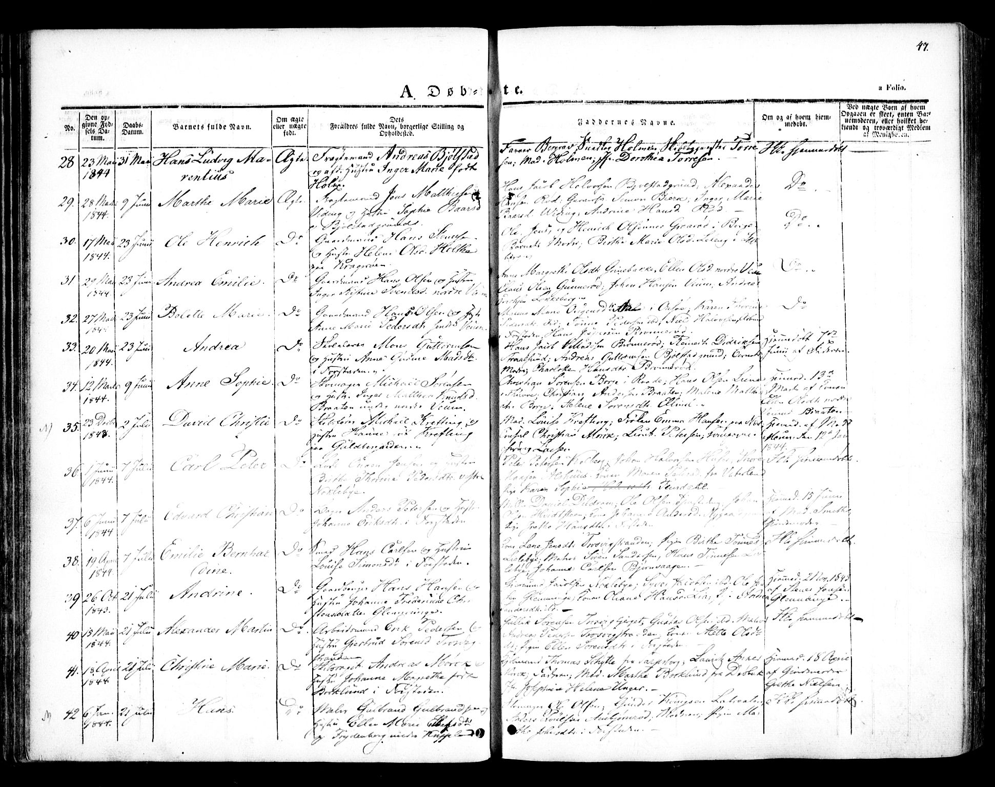 Glemmen prestekontor Kirkebøker, SAO/A-10908/F/Fa/L0005: Parish register (official) no. 5, 1838-1852, p. 47