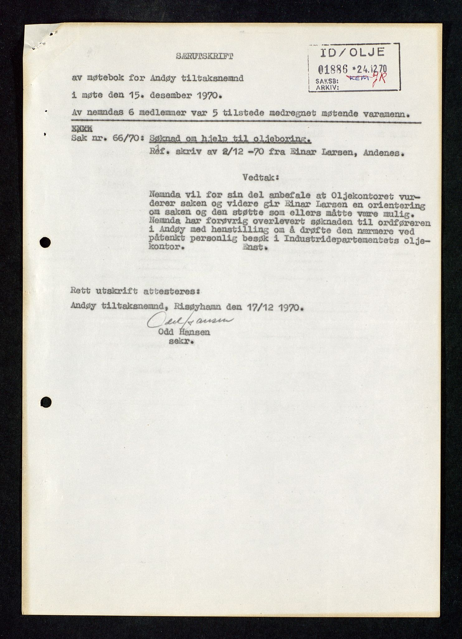 Industridepartementet, Oljekontoret, AV/SAST-A-101348/Db/L0002: Oljevernrådet, Styret i OD, leieforhold, div., 1966-1973, p. 429