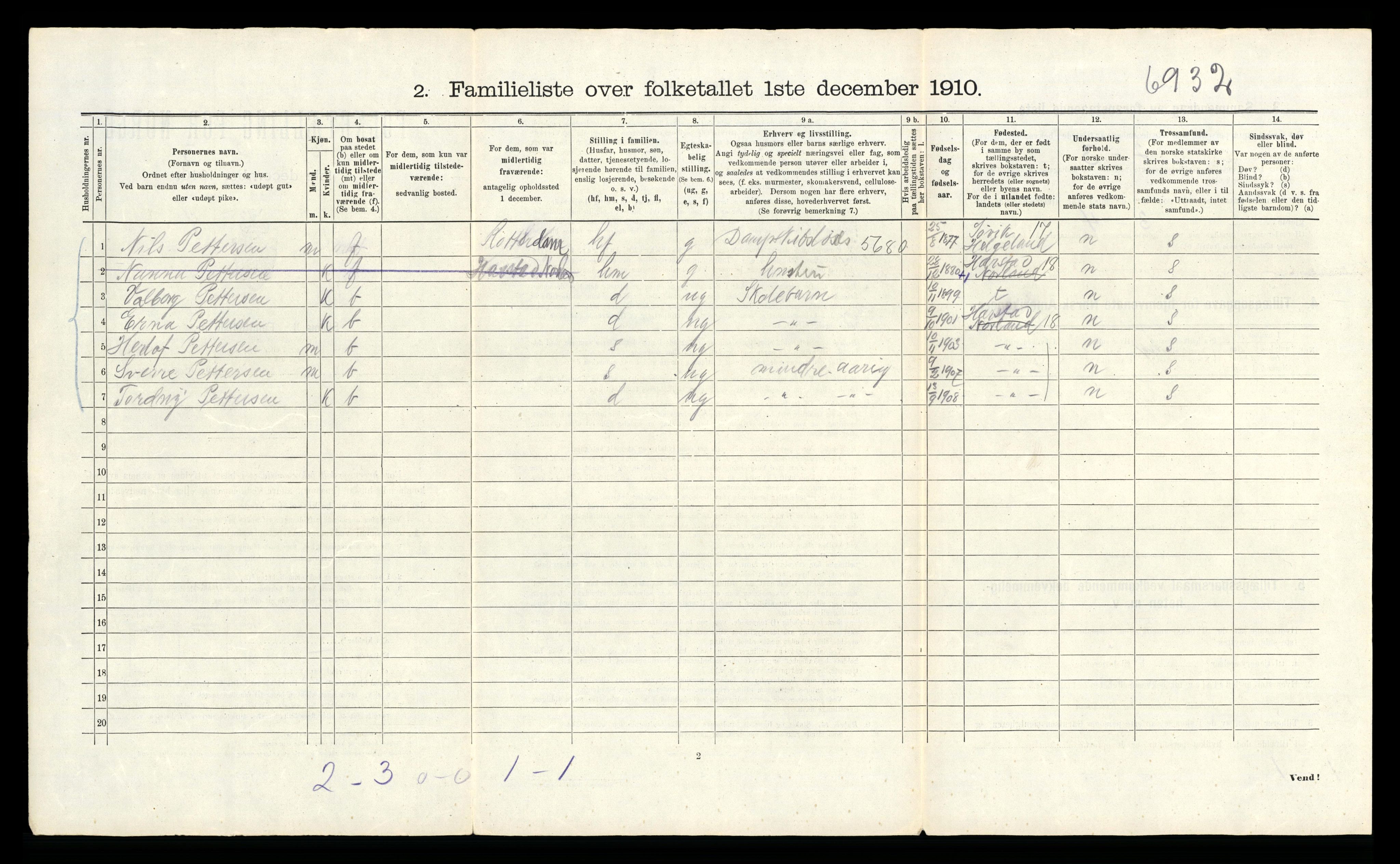 RA, 1910 census for Bergen, 1910, p. 8070