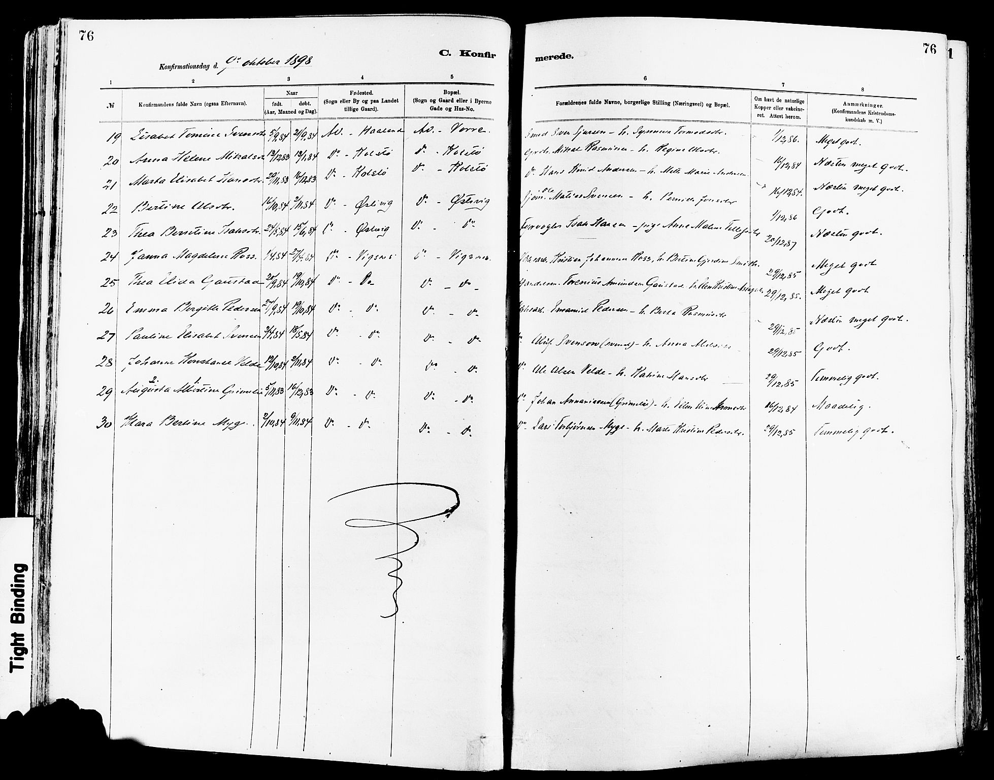 Avaldsnes sokneprestkontor, AV/SAST-A -101851/H/Ha/Haa/L0015: Parish register (official) no. A 15, 1880-1906, p. 76