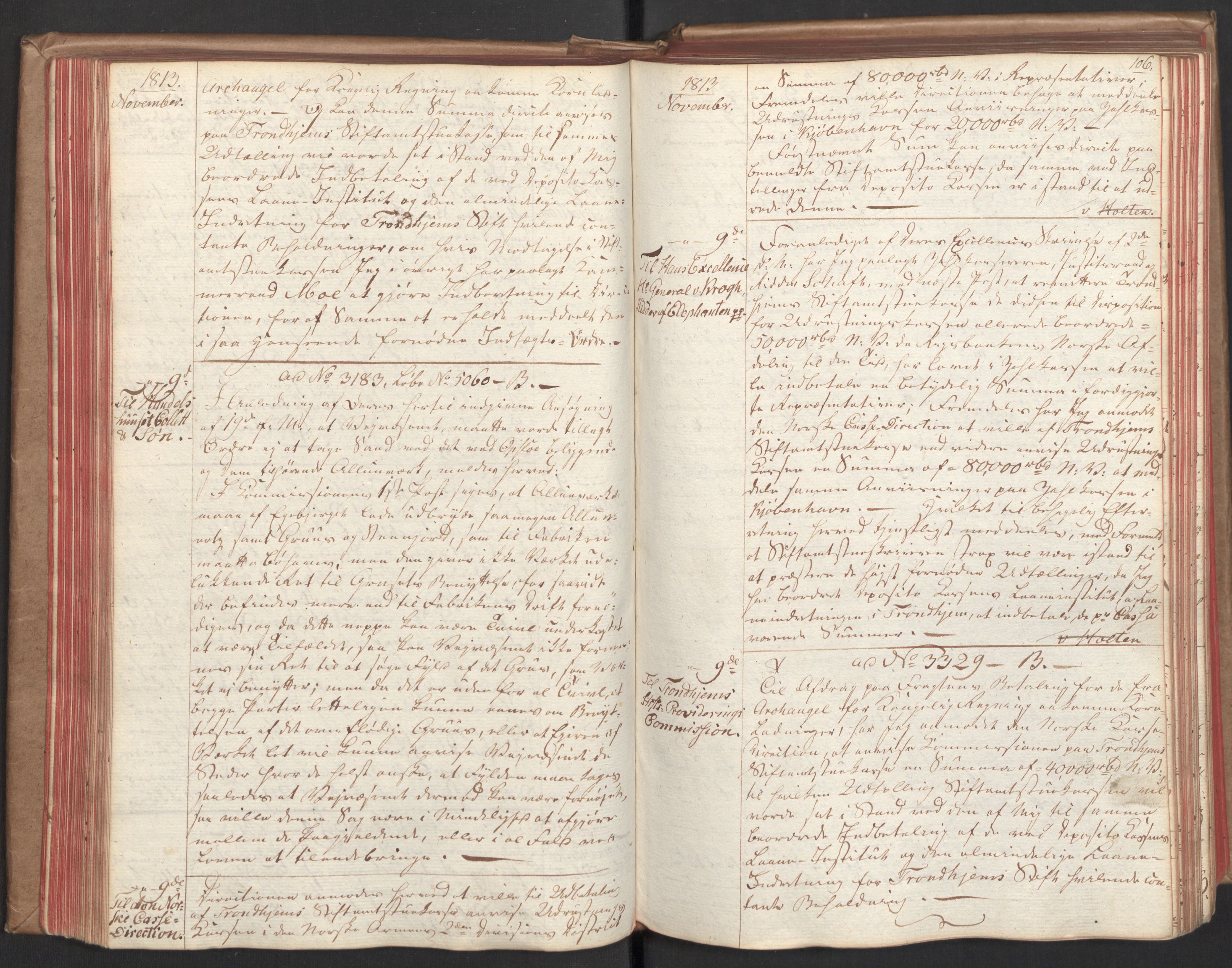 Stattholderembetet 1810-1814, 2. kontor (Kontor B), AV/RA-EA-5432/Bc/L0003: Korrespondanseprotokoll, 1813-1814, p. 105b-106a