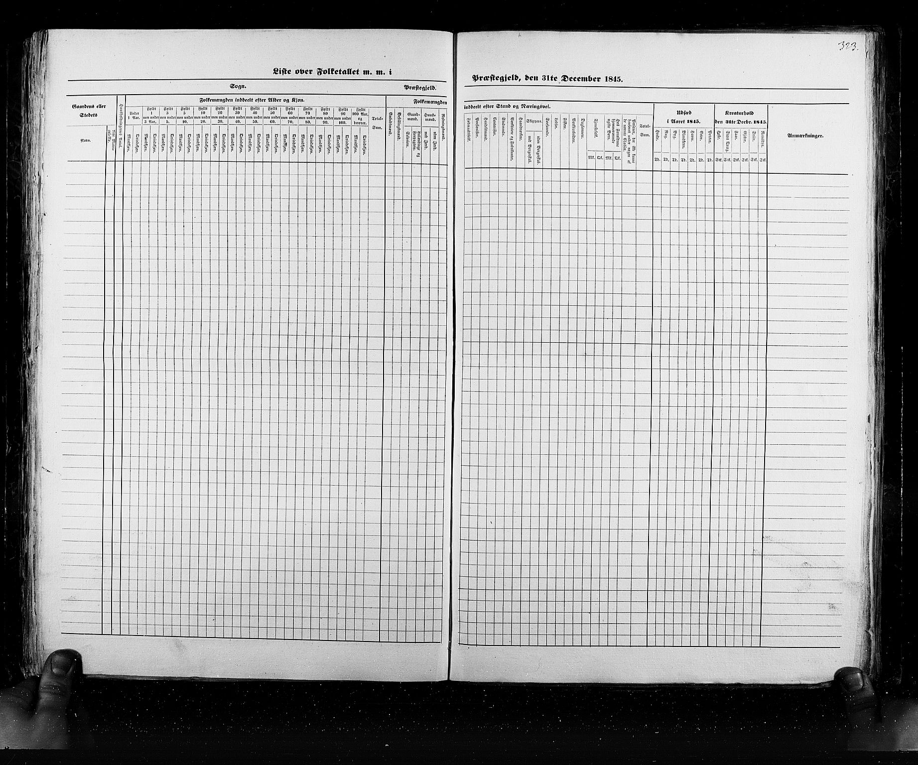 RA, Census 1845, vol. 6: Lister og Mandal amt og Stavanger amt, 1845, p. 323