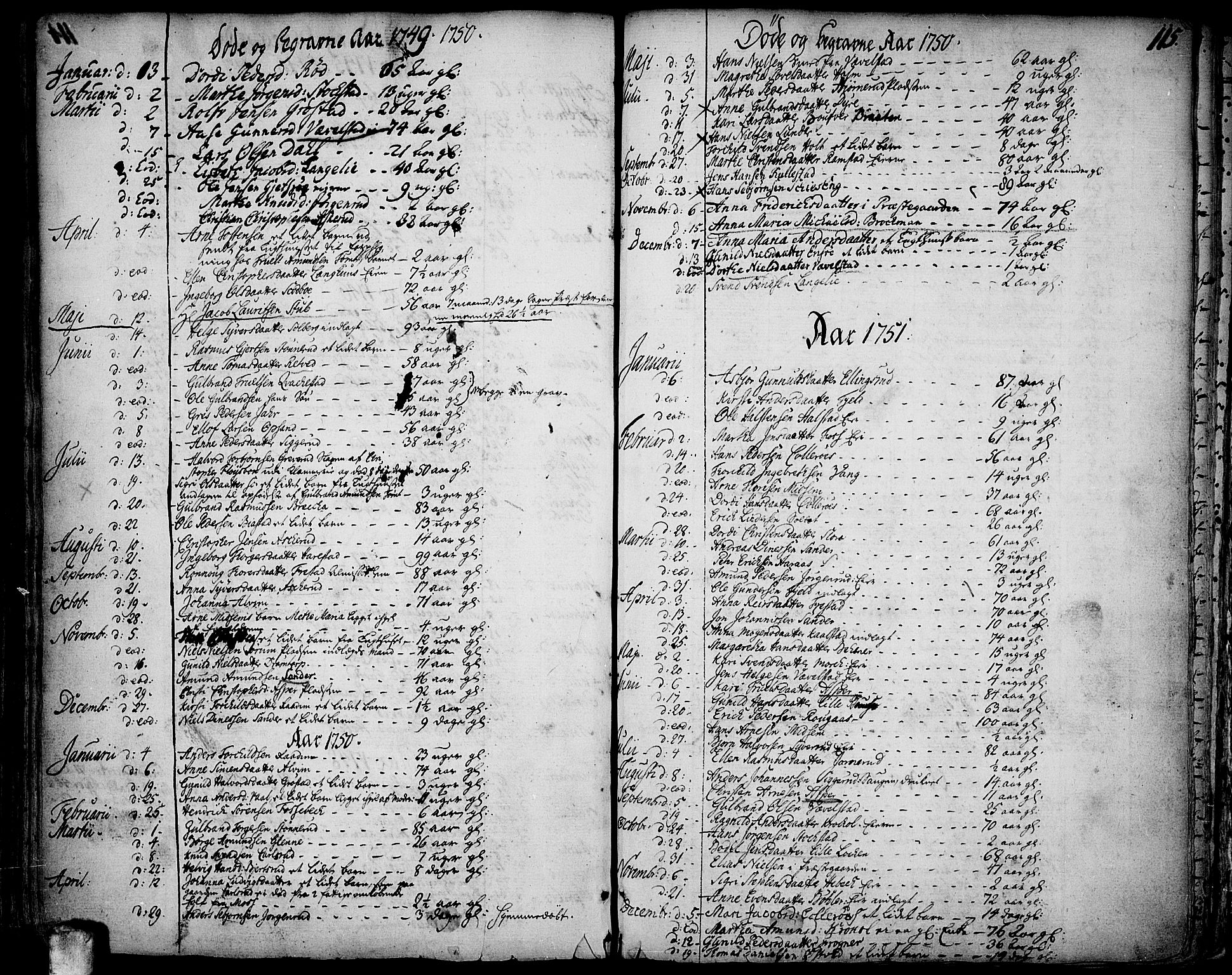 Kråkstad prestekontor Kirkebøker, SAO/A-10125a/F/Fa/L0001: Parish register (official) no. I 1, 1736-1785, p. 115