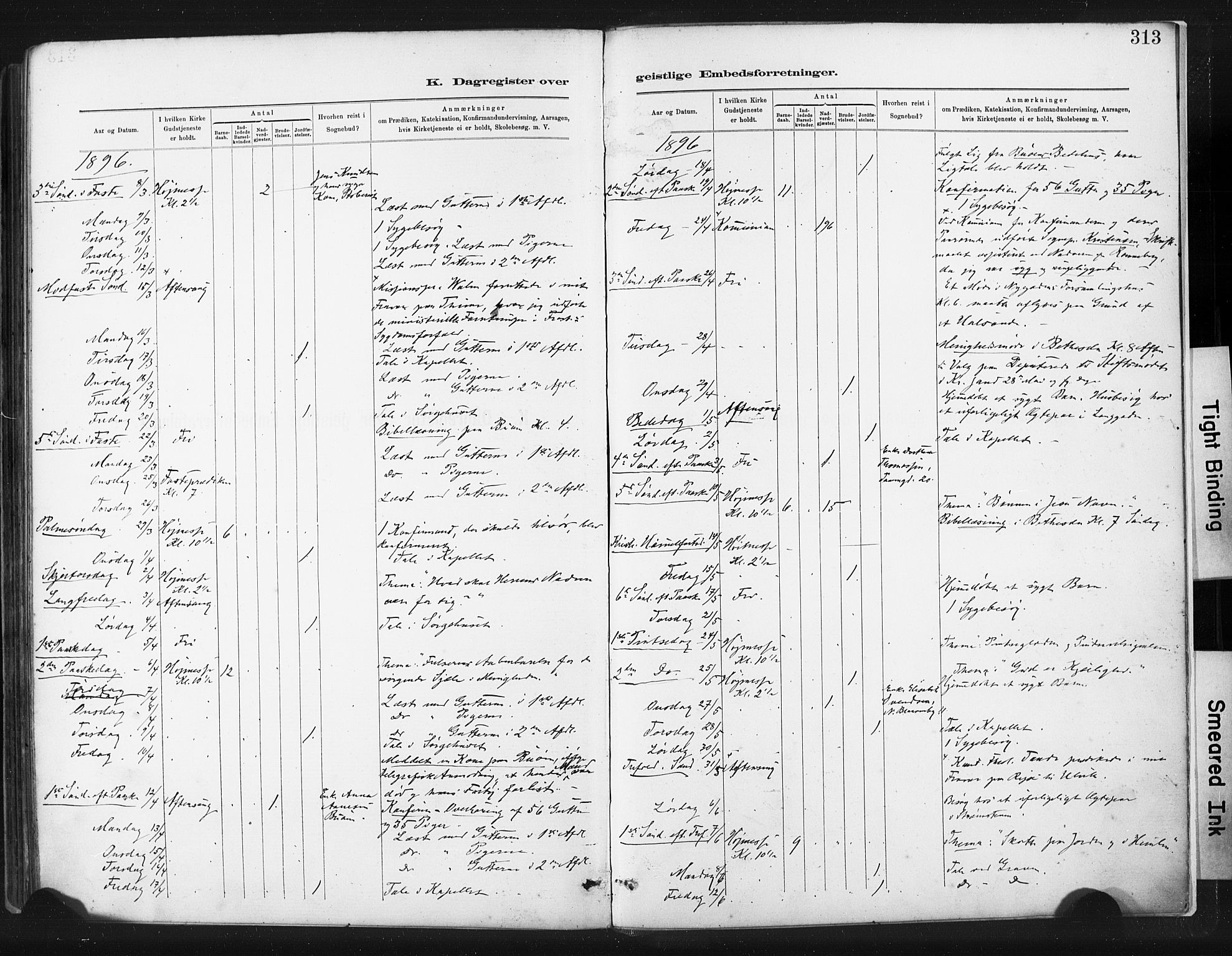 St. Johannes sokneprestkontor, AV/SAST-A-101814/001/30/30BA/L0003: Parish register (official) no. A 3, 1885-1910, p. 313