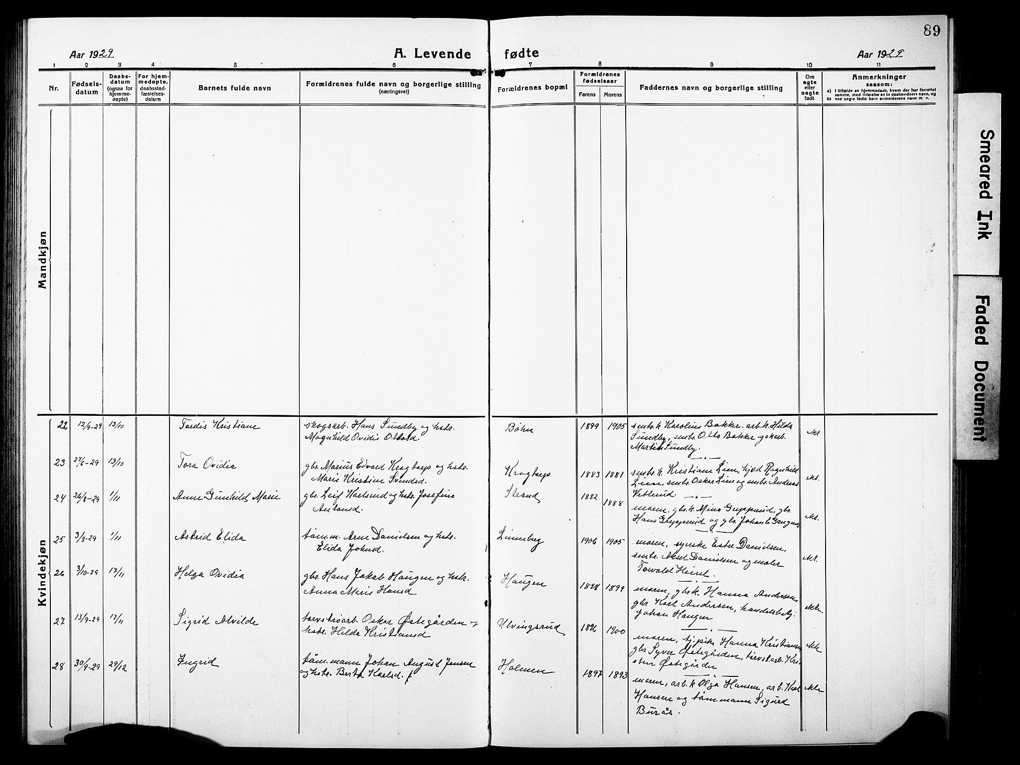 Høland prestekontor Kirkebøker, AV/SAO-A-10346a/G/Gb/L0002: Parish register (copy) no. II 2, 1915-1933, p. 89