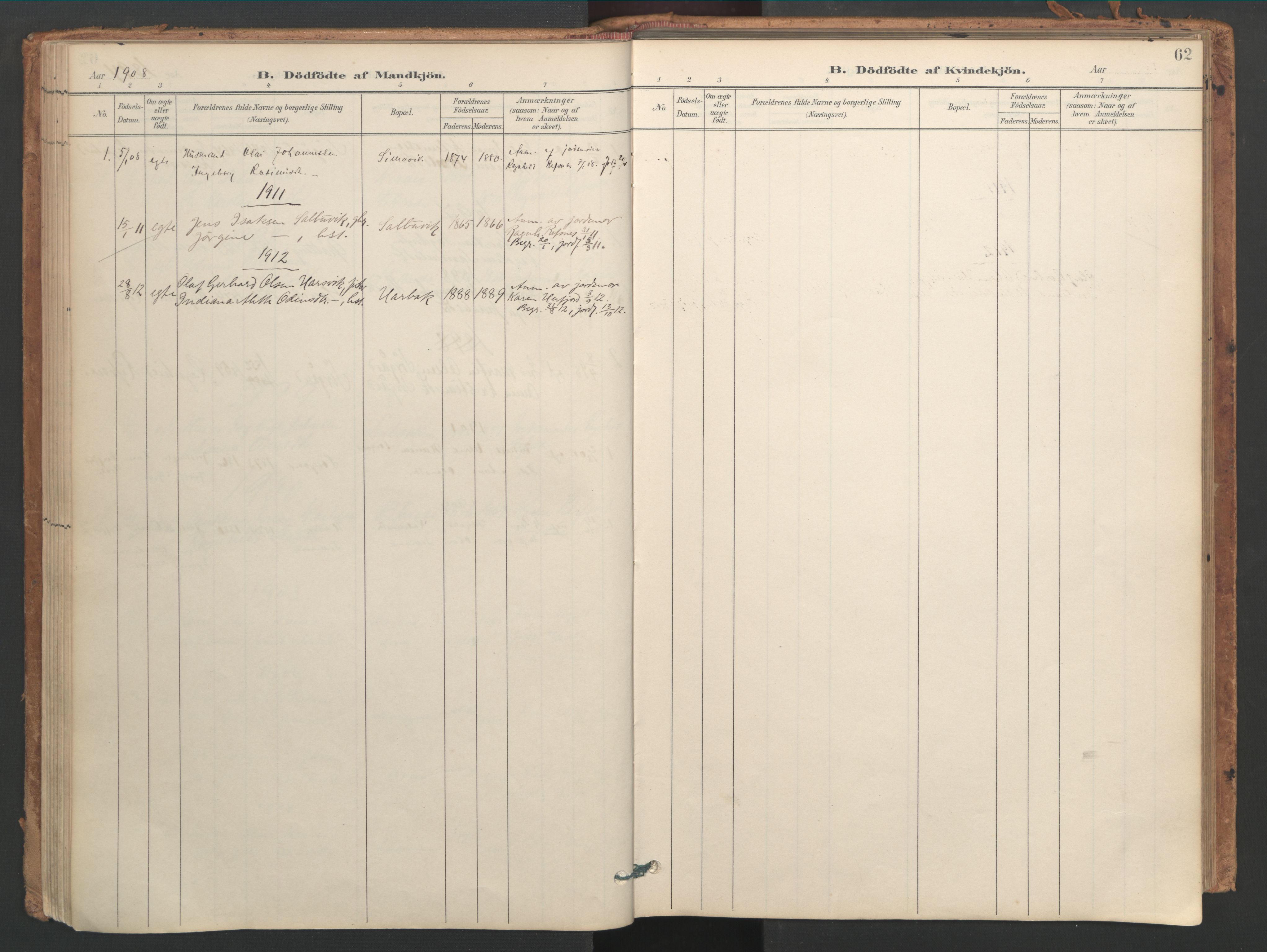 Ministerialprotokoller, klokkerbøker og fødselsregistre - Sør-Trøndelag, SAT/A-1456/656/L0693: Parish register (official) no. 656A02, 1894-1913, p. 62