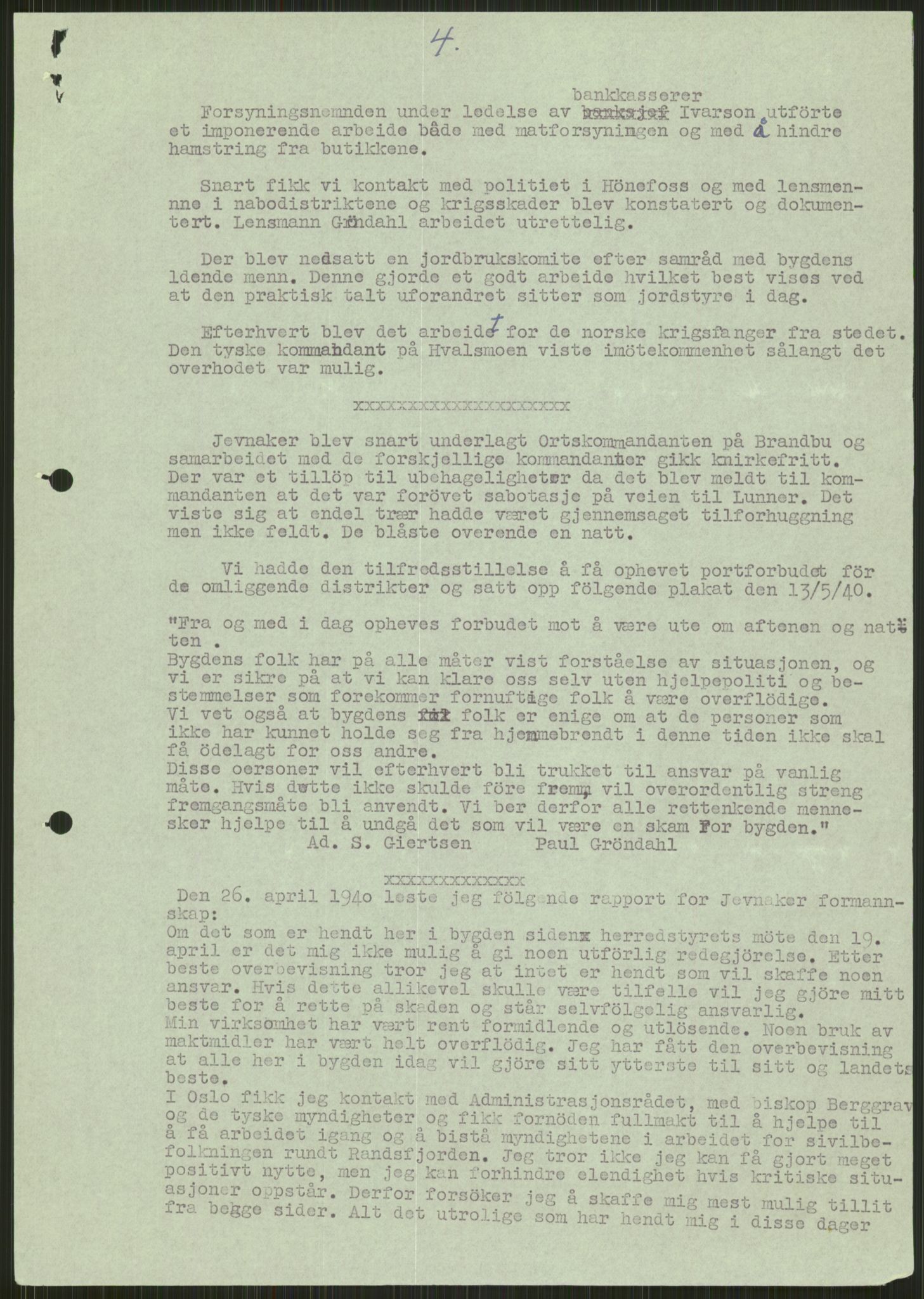 Forsvaret, Forsvarets krigshistoriske avdeling, AV/RA-RAFA-2017/Y/Ya/L0014: II-C-11-31 - Fylkesmenn.  Rapporter om krigsbegivenhetene 1940., 1940, p. 184