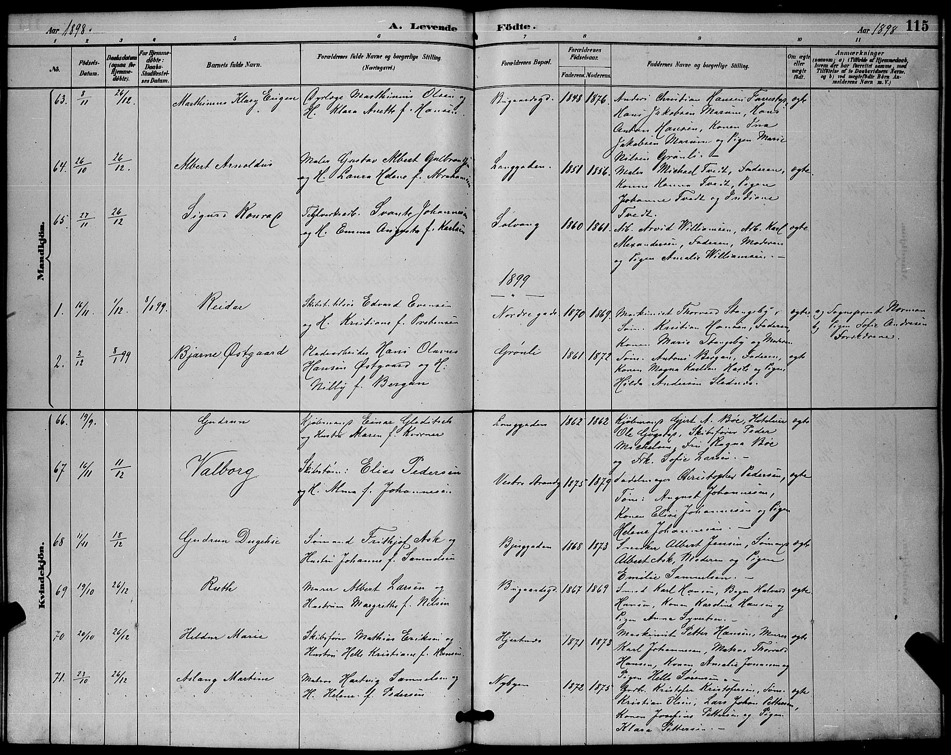 Sandefjord kirkebøker, AV/SAKO-A-315/G/Ga/L0001: Parish register (copy) no. 1, 1885-1903, p. 115