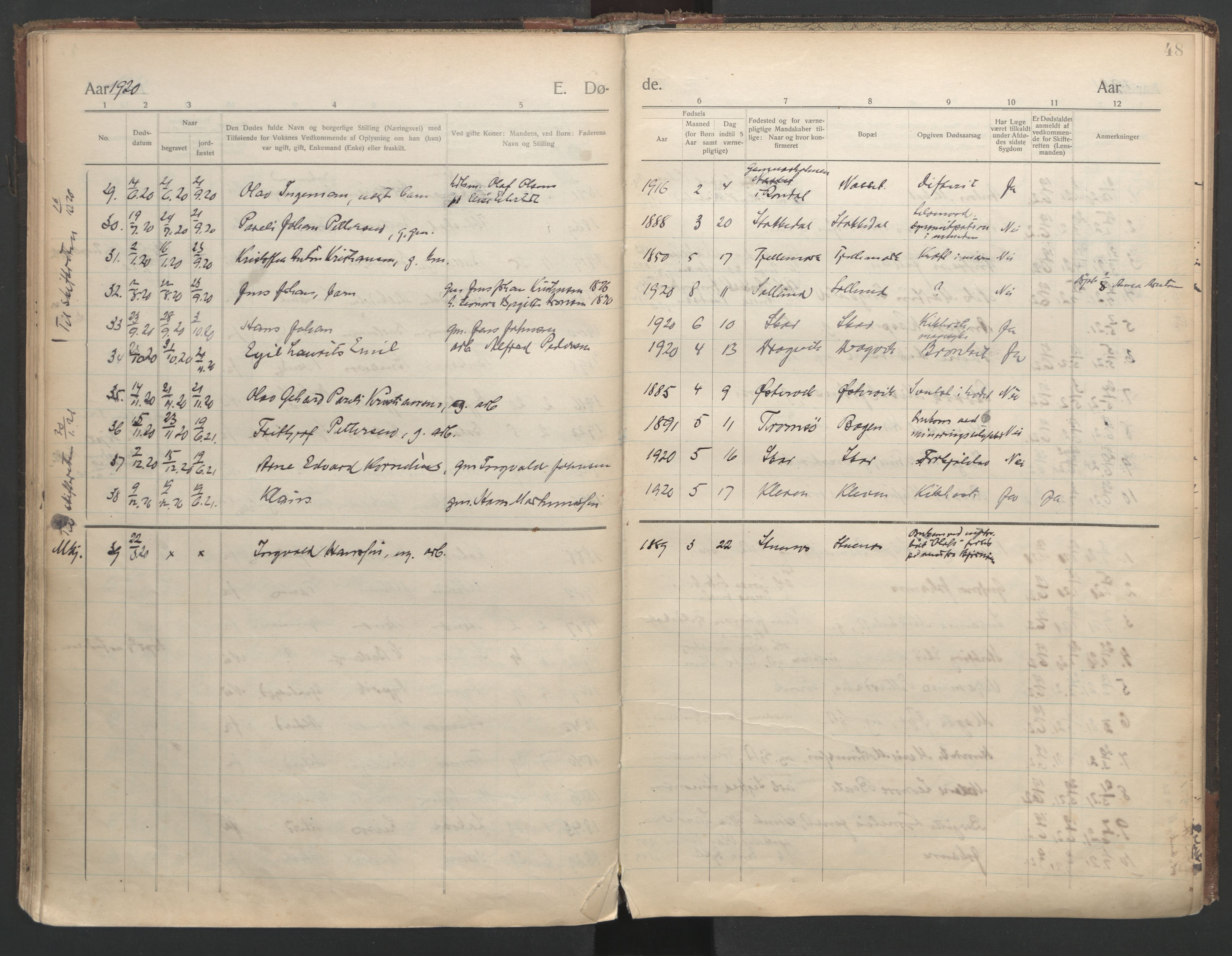 Ministerialprotokoller, klokkerbøker og fødselsregistre - Nordland, AV/SAT-A-1459/863/L0903: Parish register (official) no. 863A15, 1907-1937, p. 48
