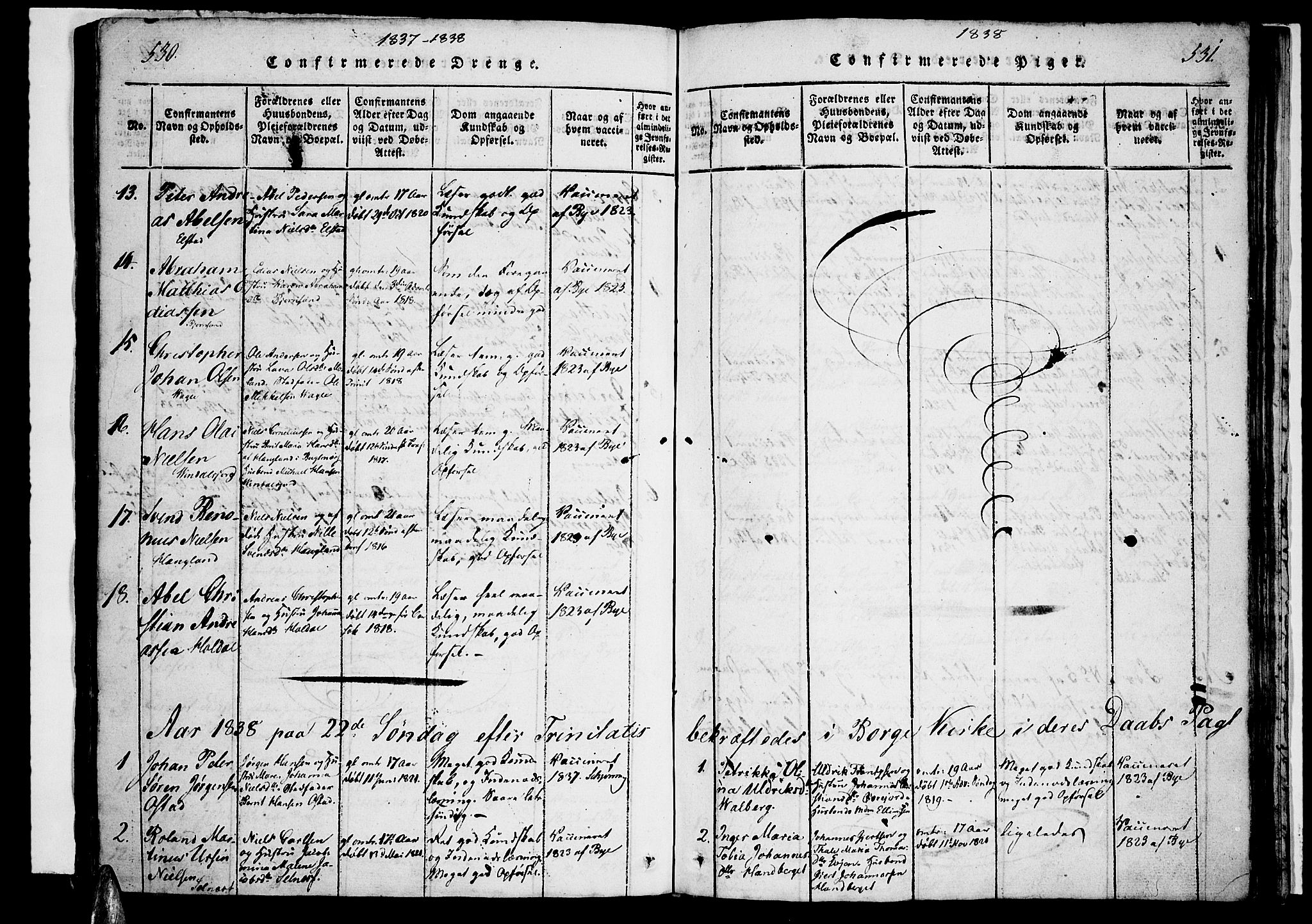 Ministerialprotokoller, klokkerbøker og fødselsregistre - Nordland, SAT/A-1459/880/L1130: Parish register (official) no. 880A04, 1821-1843, p. 530-531