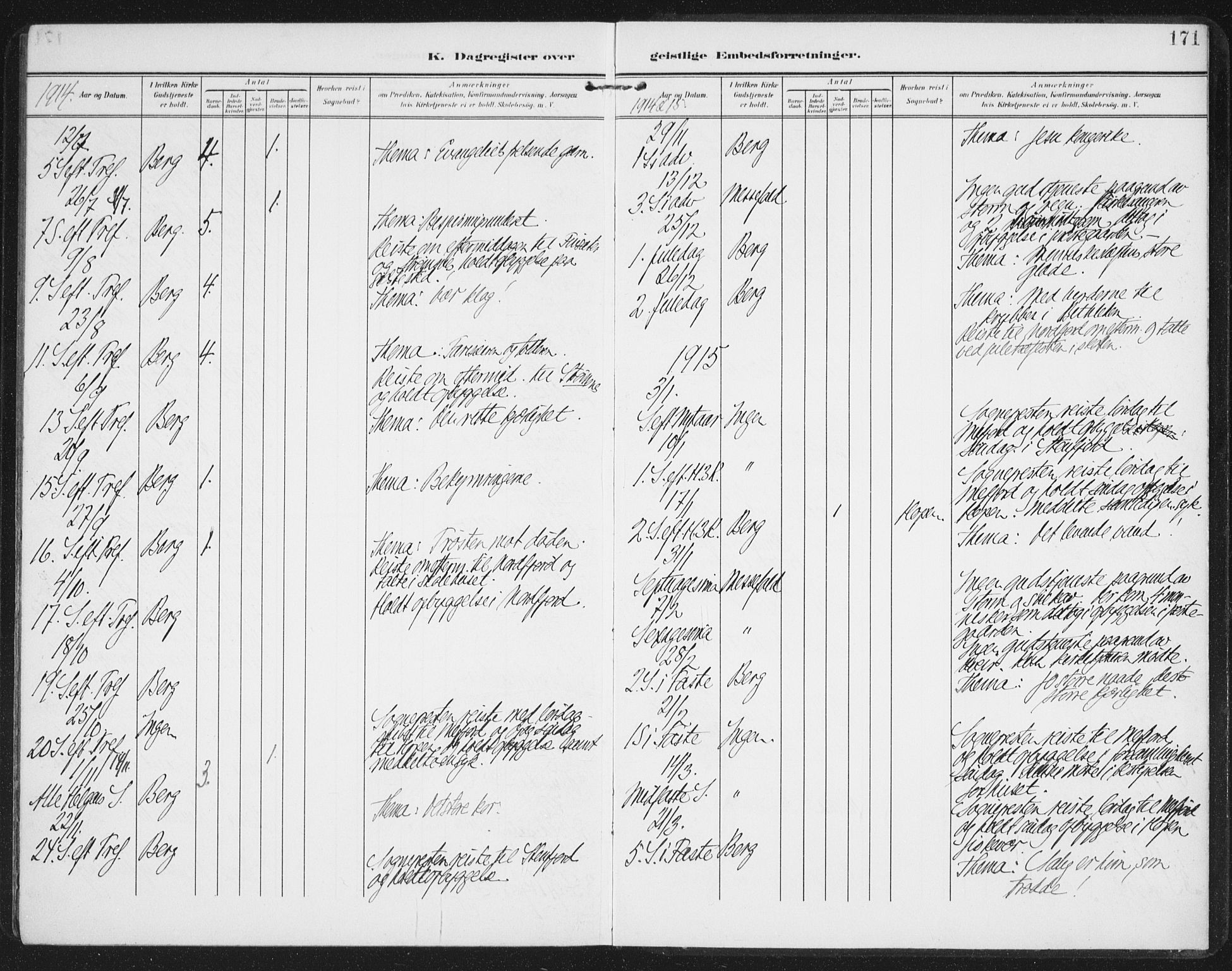 Berg sokneprestkontor, AV/SATØ-S-1318/G/Ga/Gaa/L0007kirke: Parish register (official) no. 7, 1906-1915, p. 171