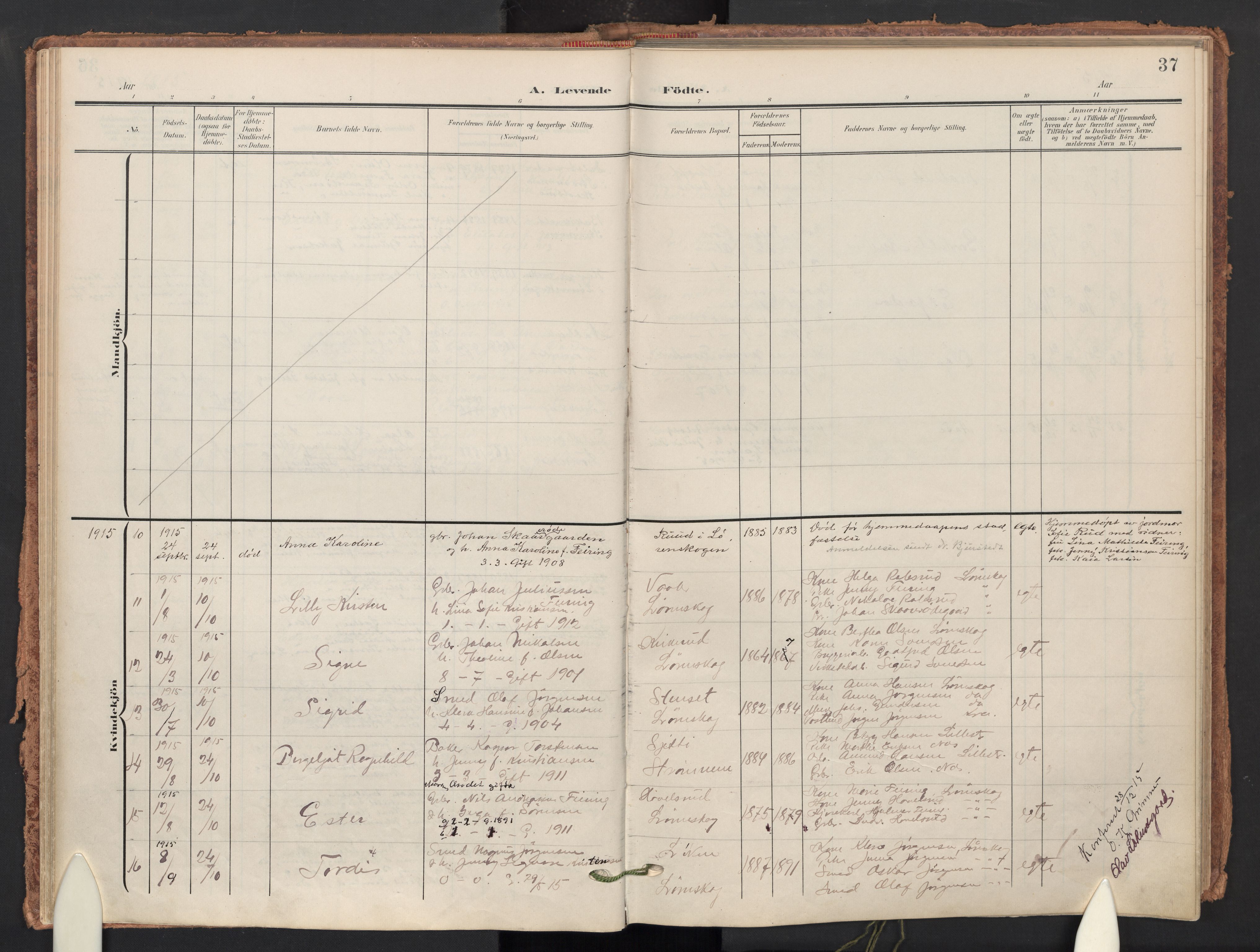 Skedsmo prestekontor Kirkebøker, AV/SAO-A-10033a/F/Fb/L0002: Parish register (official) no. II 2, 1902-1921, p. 37