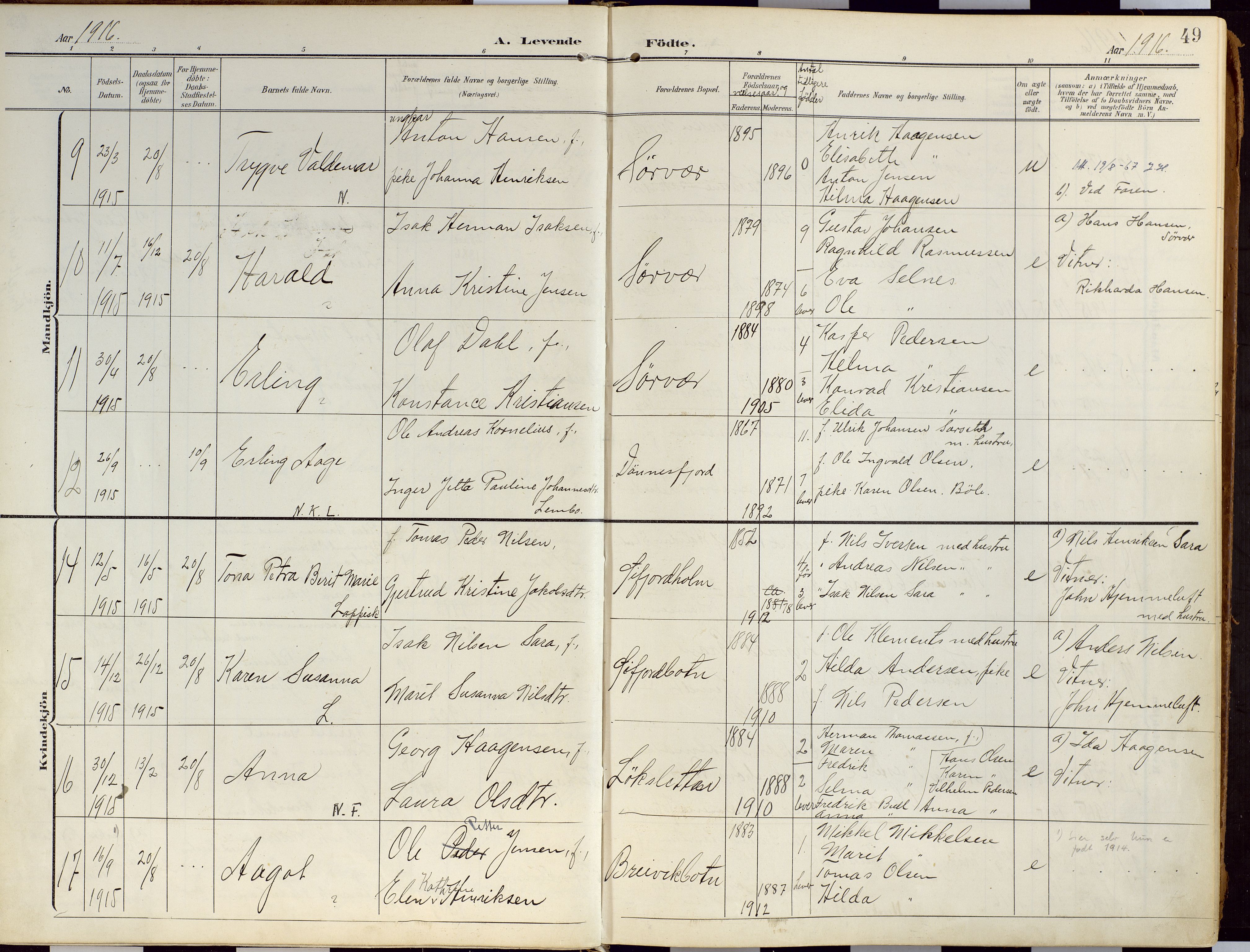 Loppa sokneprestkontor, AV/SATØ-S-1339/H/Ha/L0010kirke: Parish register (official) no. 10, 1907-1922, p. 49
