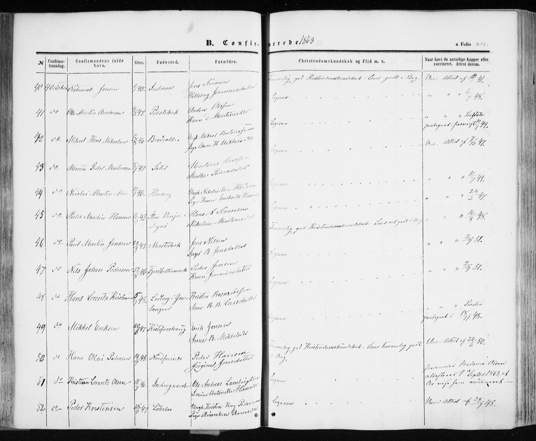 Ibestad sokneprestembete, AV/SATØ-S-0077/H/Ha/Haa/L0009kirke: Parish register (official) no. 9, 1859-1868, p. 213