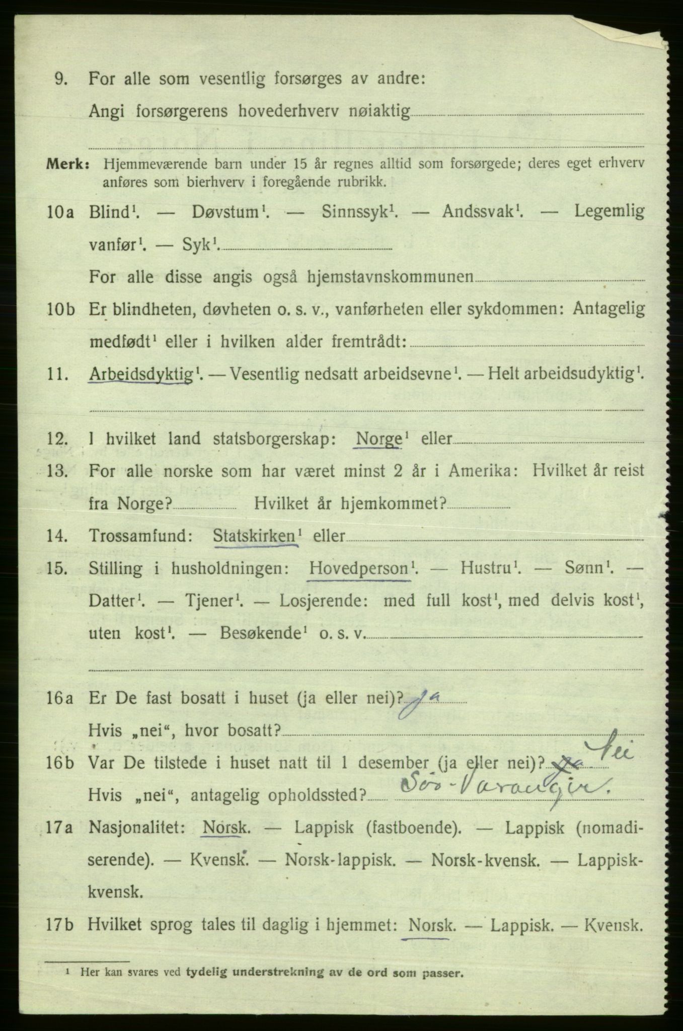 SATØ, 1920 census for Nord-Varanger, 1920, p. 1664