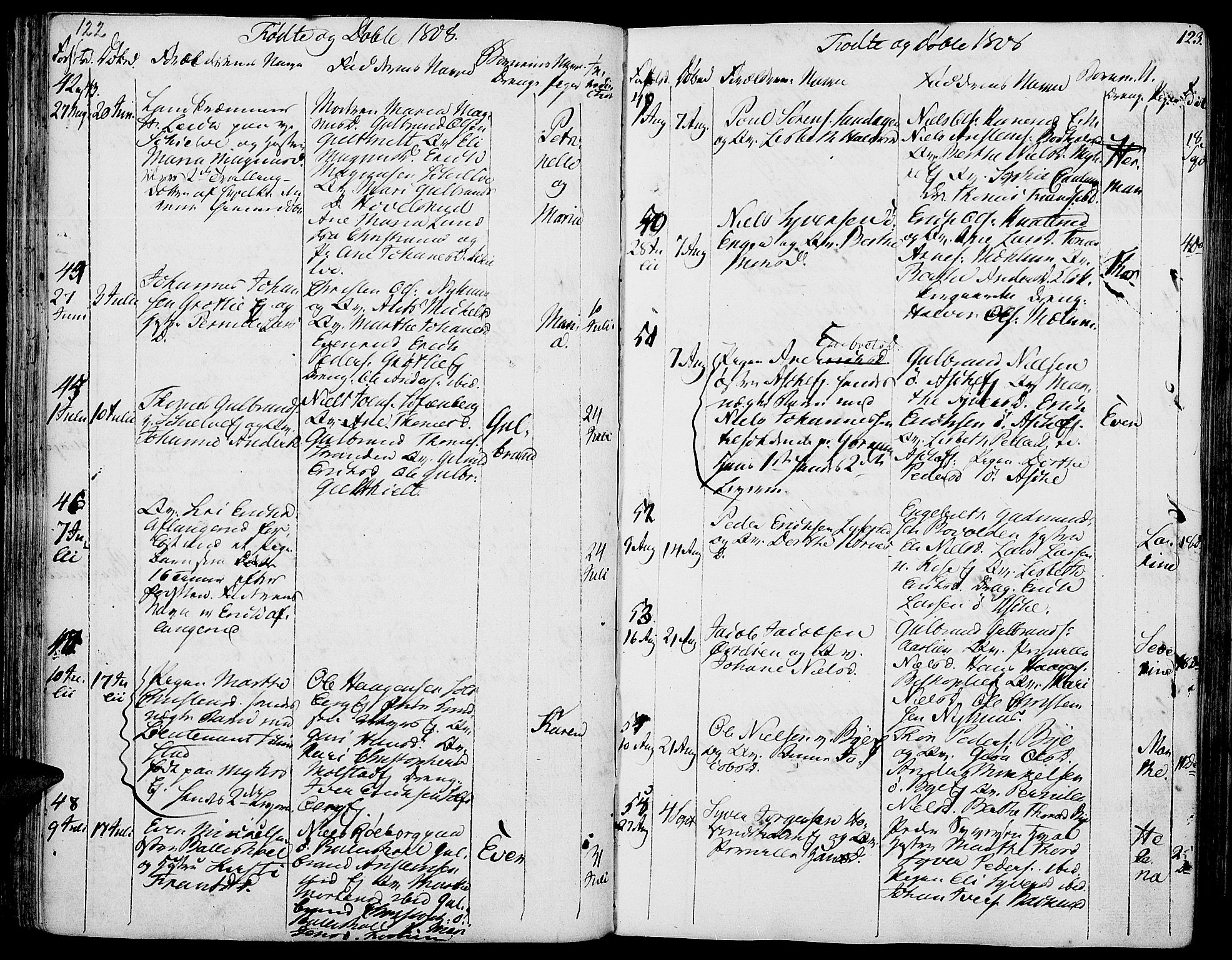 Nes prestekontor, Hedmark, AV/SAH-PREST-020/K/Ka/L0001: Parish register (official) no. 1, 1802-1814, p. 122-123