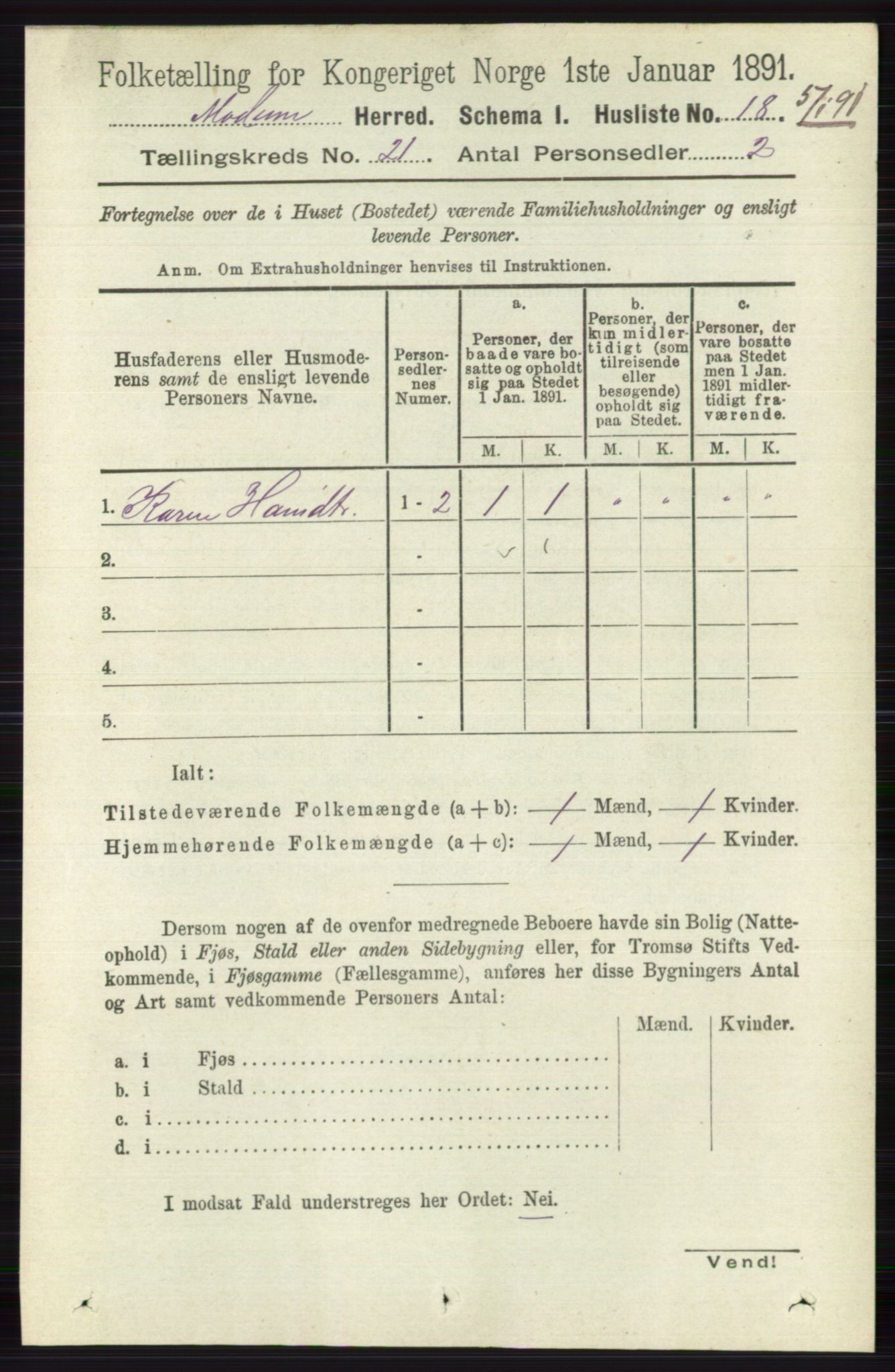 RA, 1891 census for 0623 Modum, 1891, p. 8080