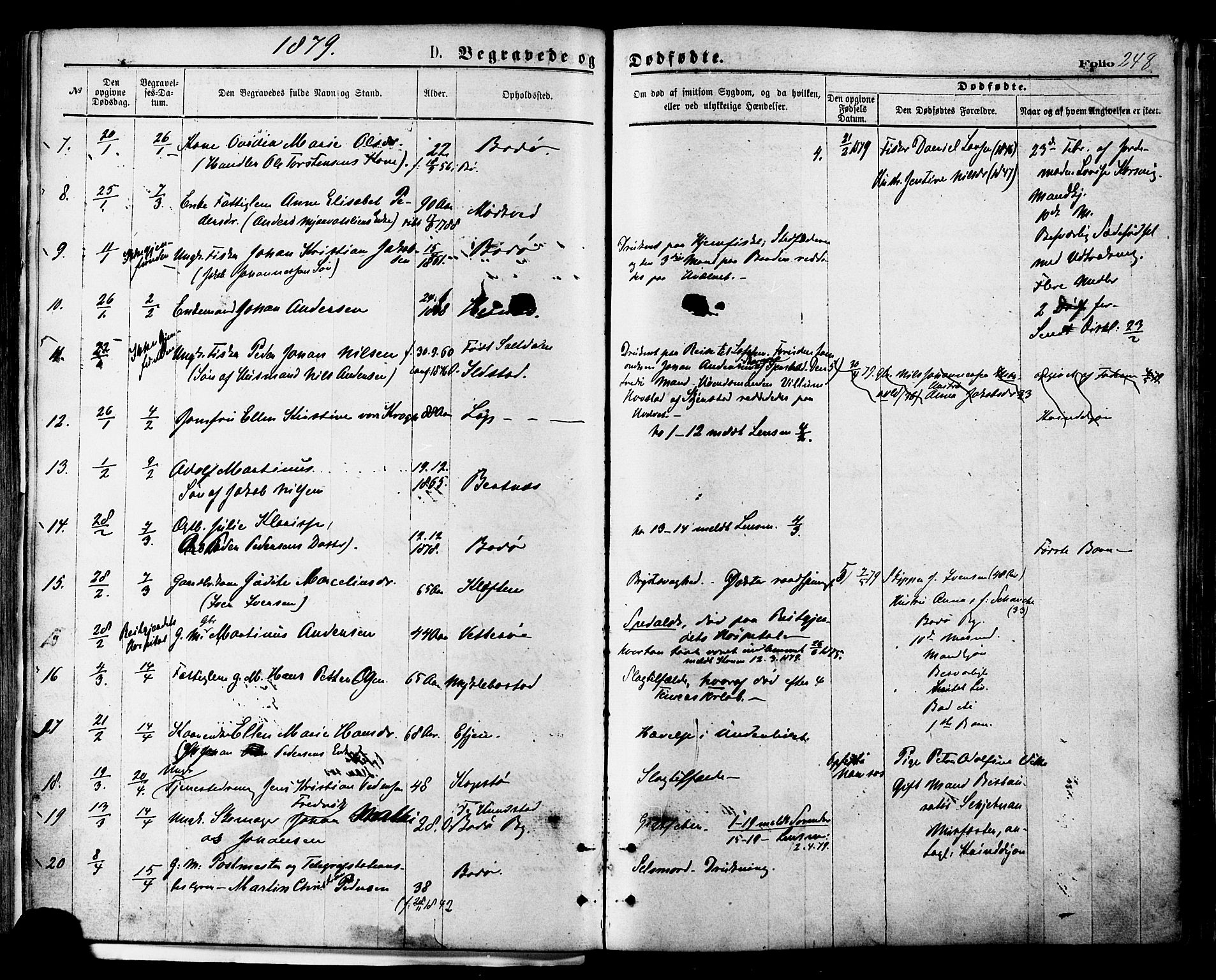 Ministerialprotokoller, klokkerbøker og fødselsregistre - Nordland, AV/SAT-A-1459/801/L0009: Parish register (official) no. 801A09, 1876-1883, p. 248