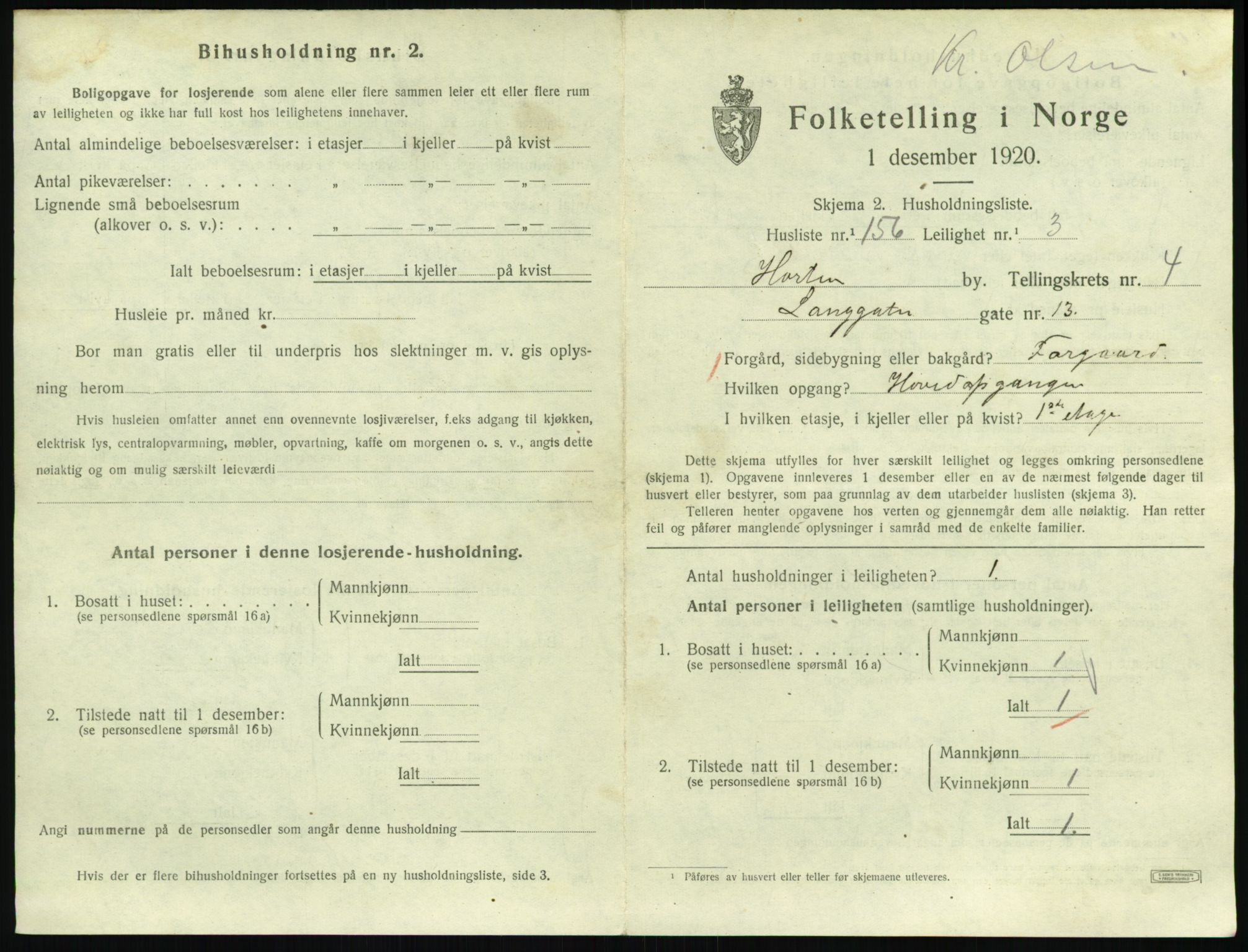 SAKO, 1920 census for Horten, 1920, p. 5611