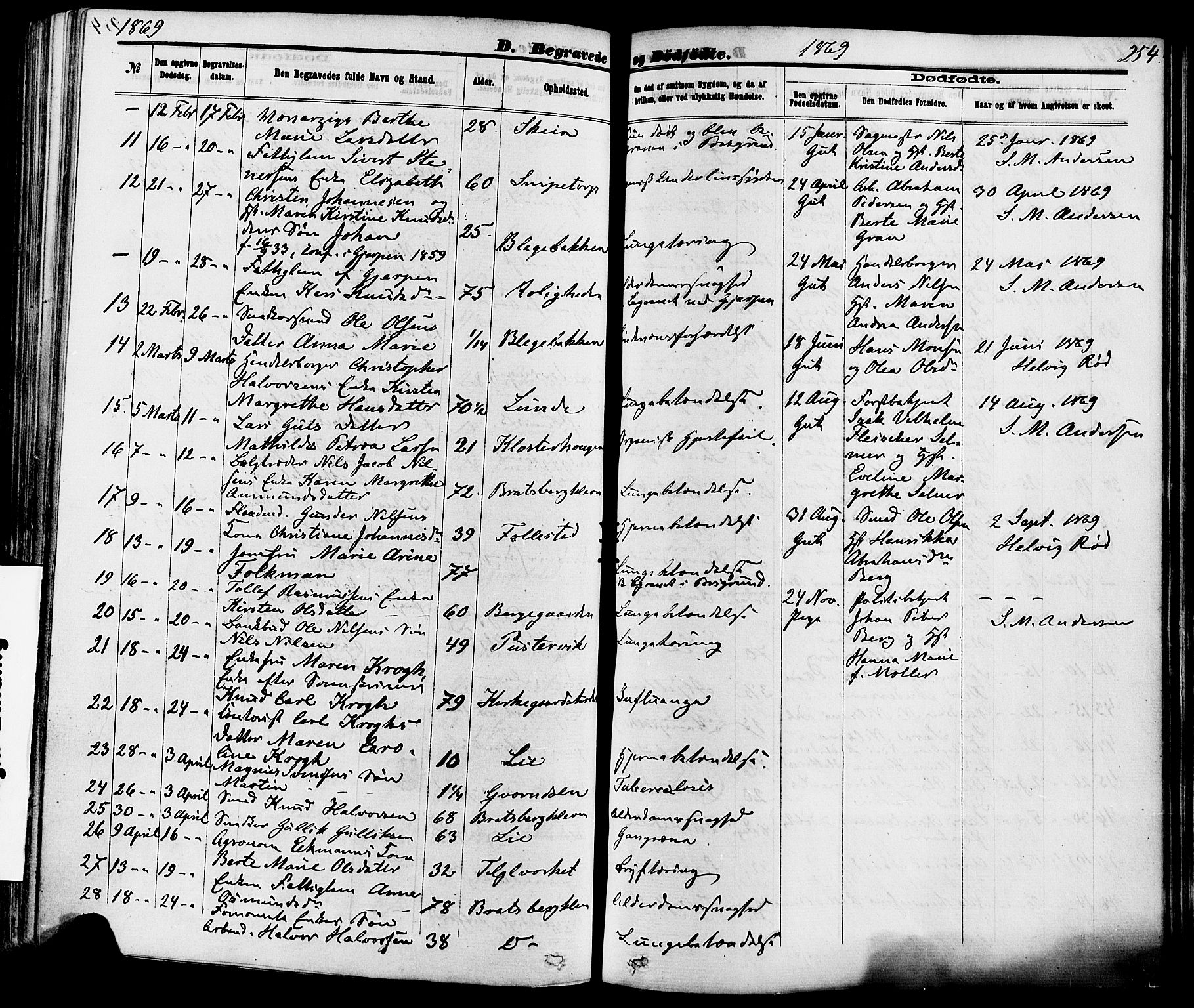 Skien kirkebøker, AV/SAKO-A-302/F/Fa/L0008: Parish register (official) no. 8, 1866-1877, p. 254