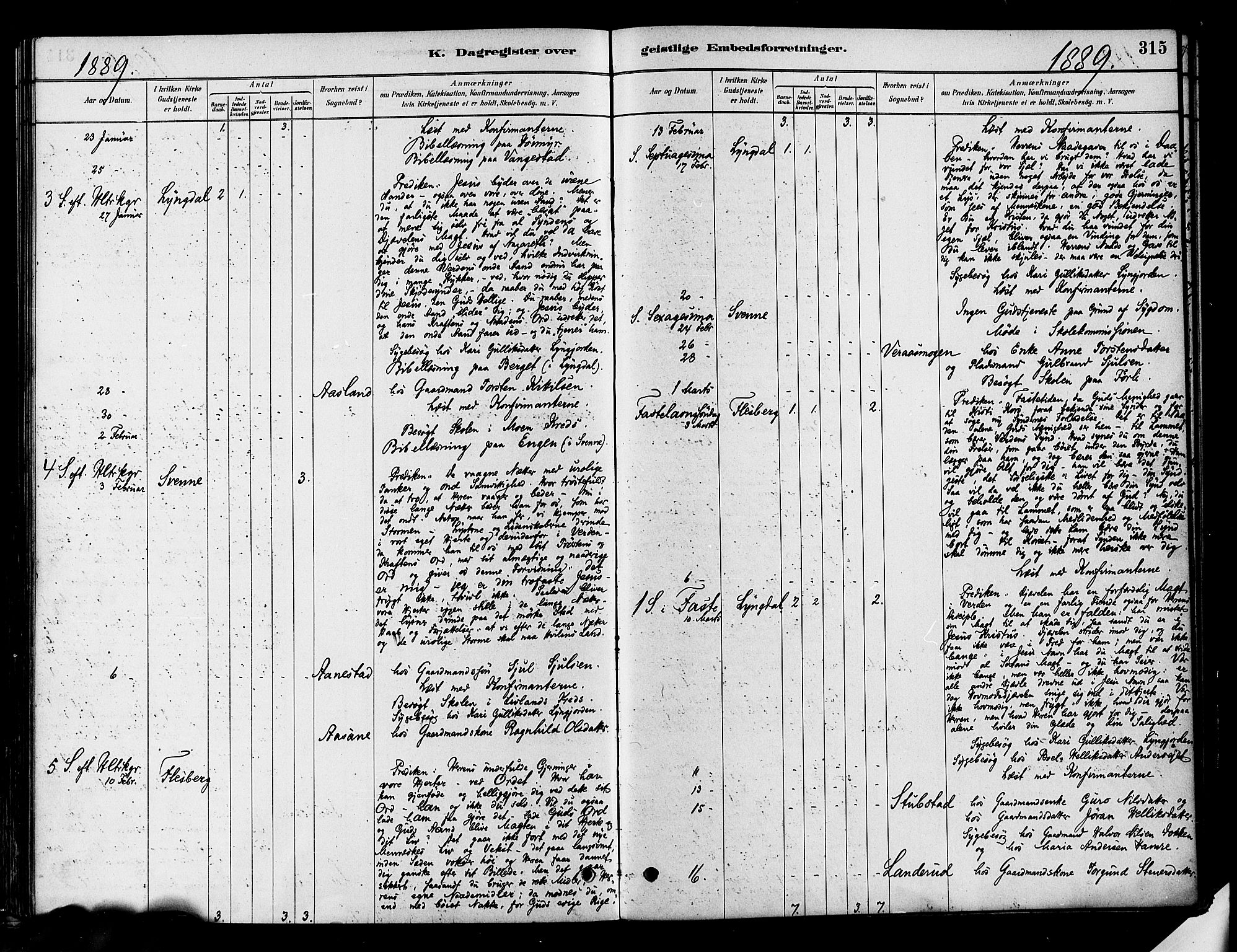 Flesberg kirkebøker, AV/SAKO-A-18/F/Fa/L0008: Parish register (official) no. I 8, 1879-1899, p. 315