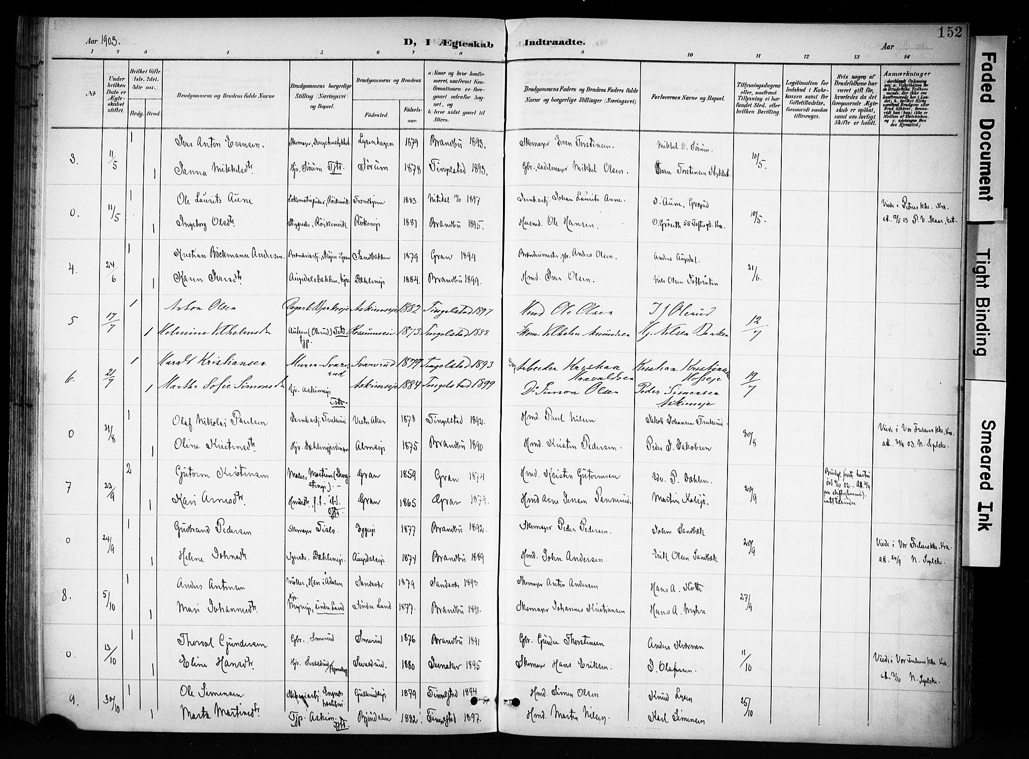 Brandbu prestekontor, SAH/PREST-114/H/Ha/Haa/L0001: Parish register (official) no. 1, 1900-1912, p. 152