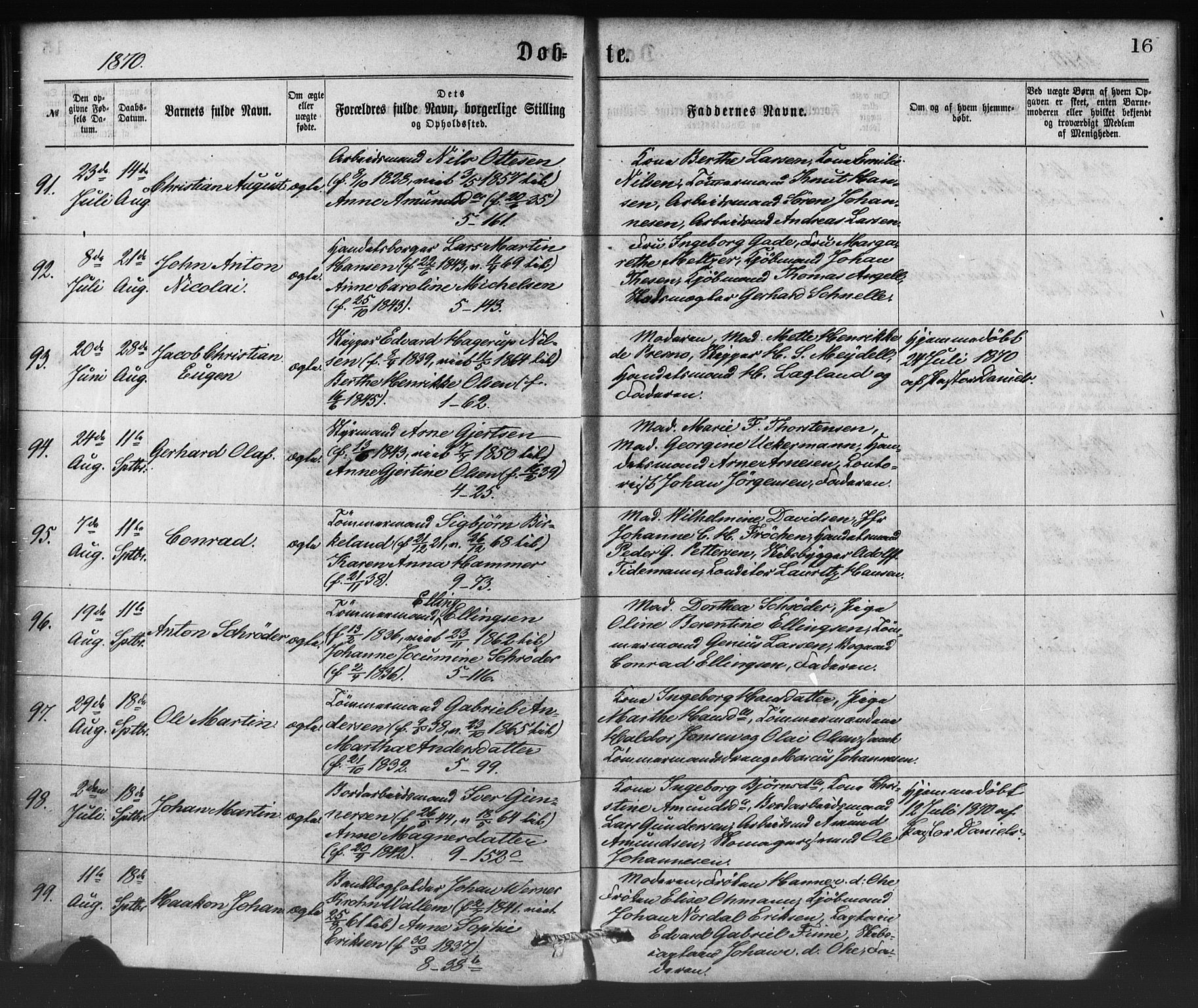 Nykirken Sokneprestembete, AV/SAB-A-77101/H/Haa/L0016: Parish register (official) no. B 3, 1870-1884, p. 16
