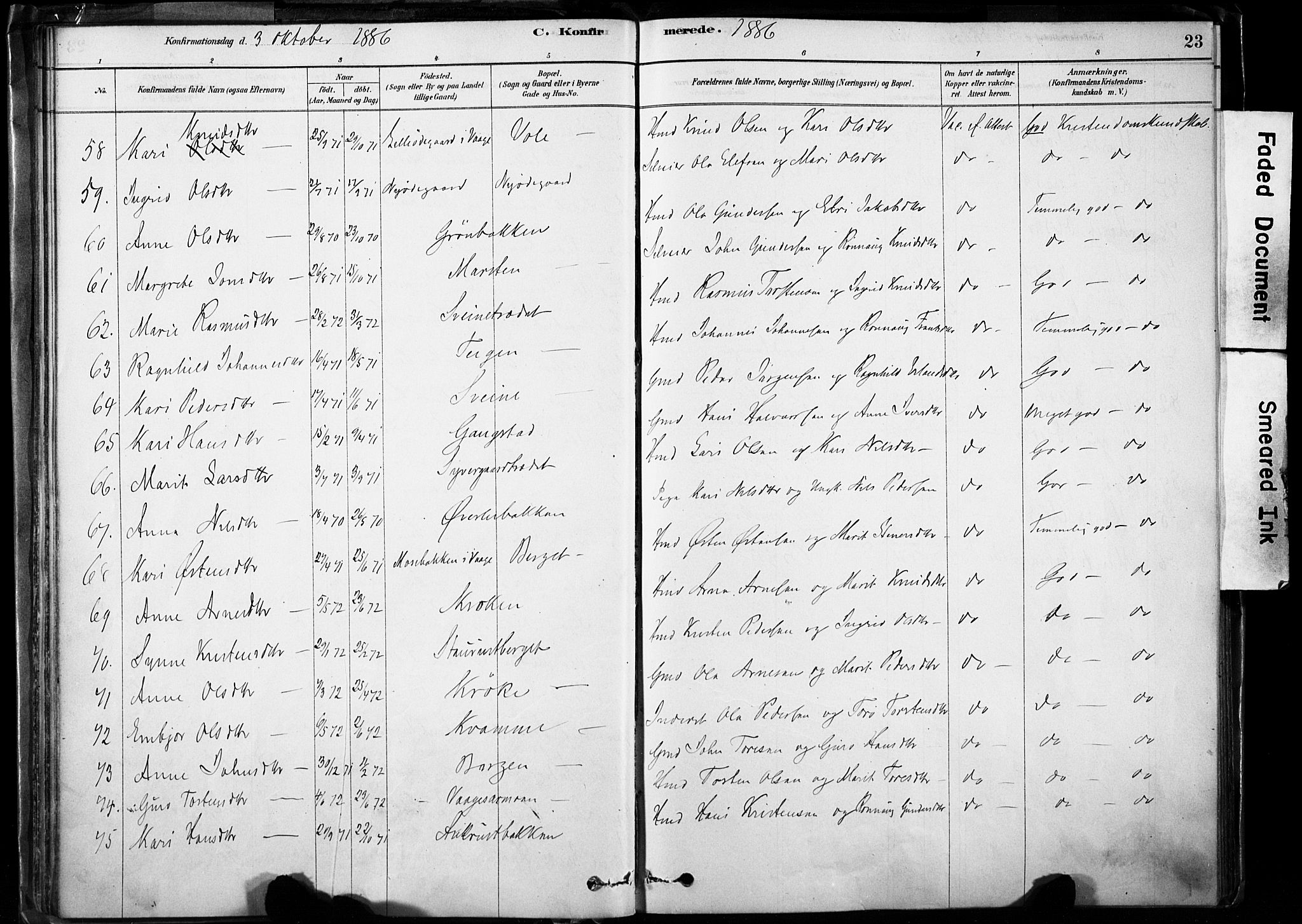 Lom prestekontor, SAH/PREST-070/K/L0009: Parish register (official) no. 9, 1878-1907, p. 23