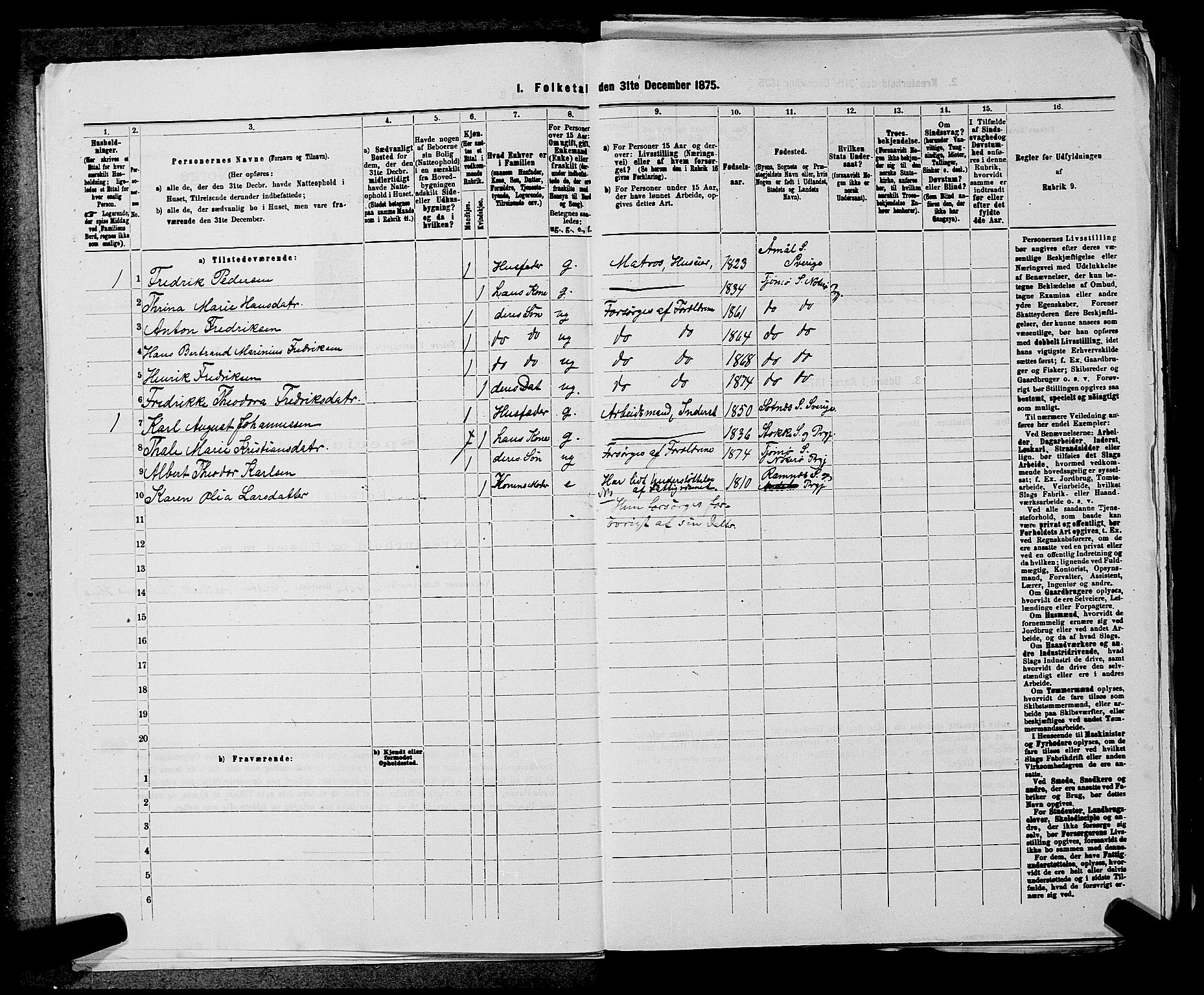 SAKO, 1875 census for 0722P Nøtterøy, 1875, p. 2856