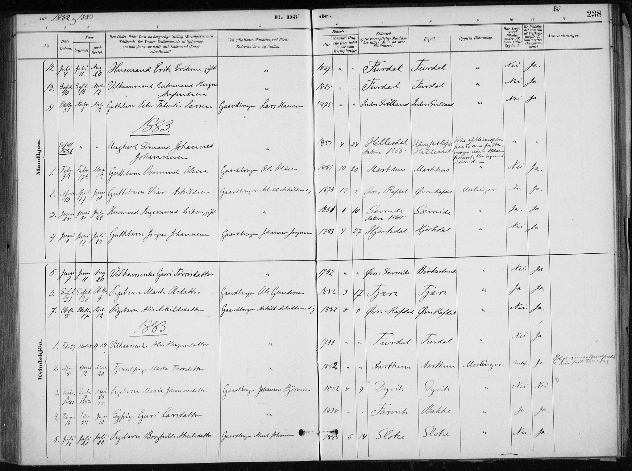 Skånevik sokneprestembete, SAB/A-77801/H/Haa: Parish register (official) no. E  1, 1879-1901, p. 238