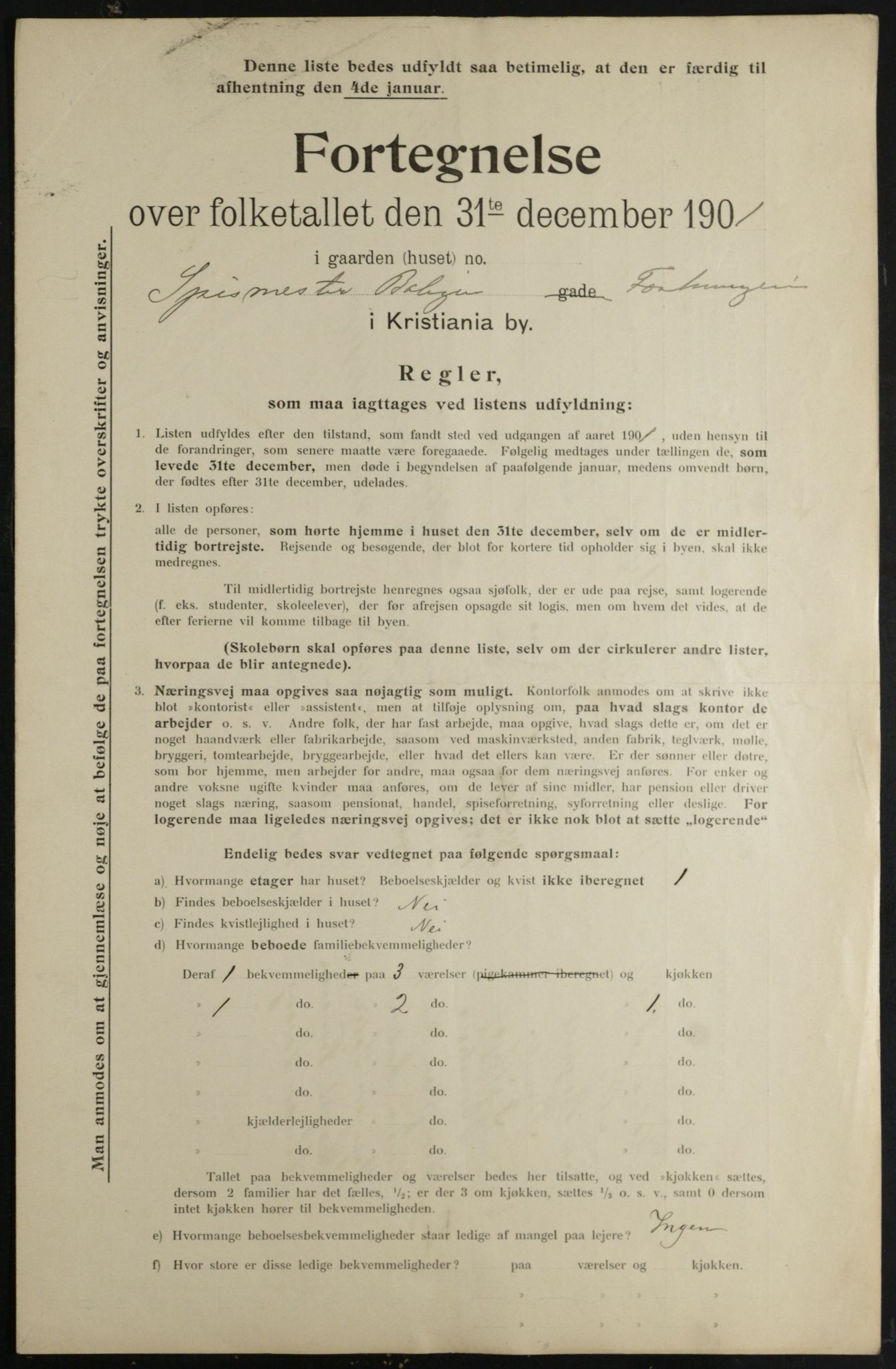 OBA, Municipal Census 1901 for Kristiania, 1901, p. 203