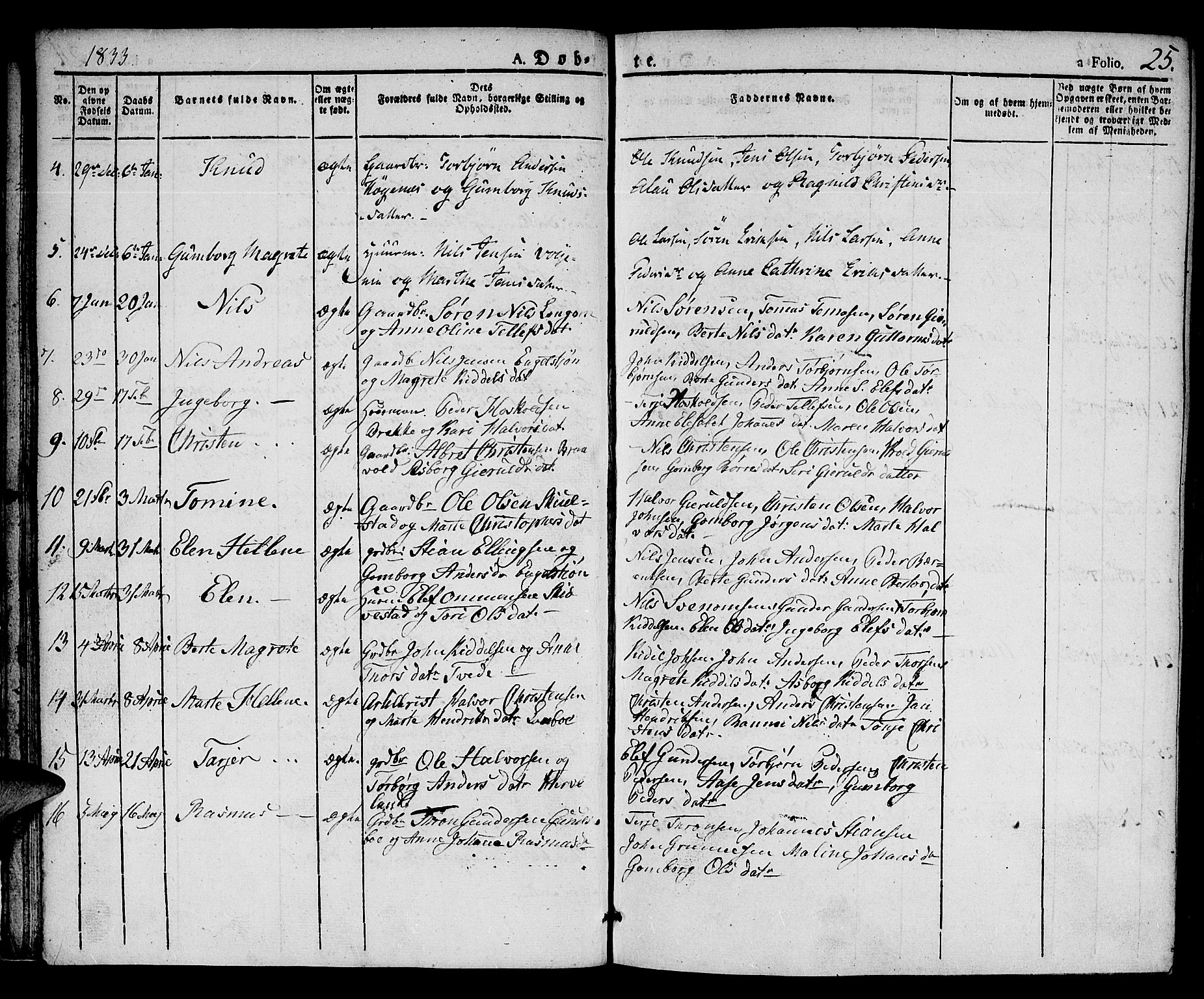 Austre Moland sokneprestkontor, AV/SAK-1111-0001/F/Fa/Faa/L0005: Parish register (official) no. A 5, 1825-1837, p. 25