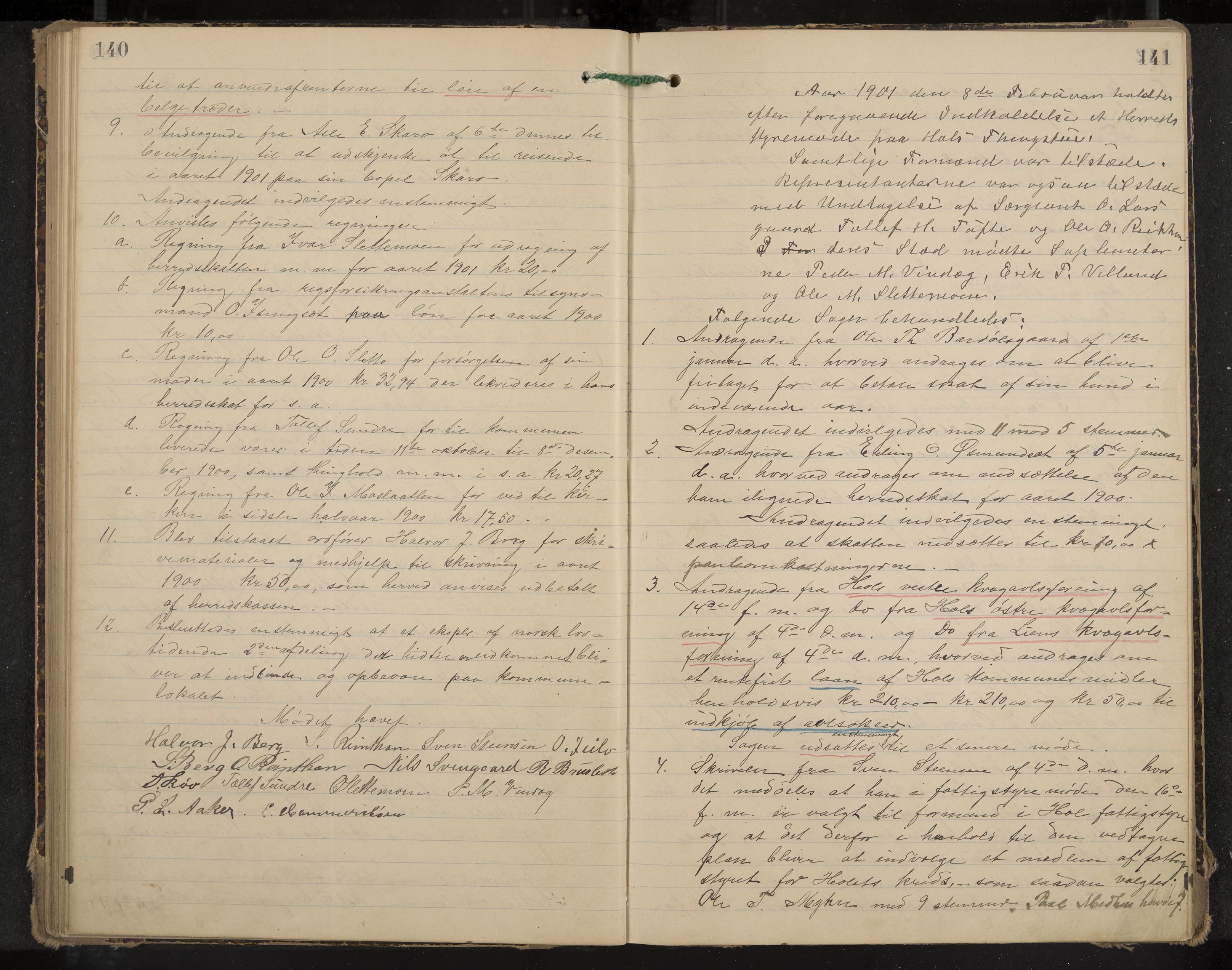 Hol formannskap og sentraladministrasjon, IKAK/0620021-1/A/L0003: Møtebok, 1897-1904, p. 140-141