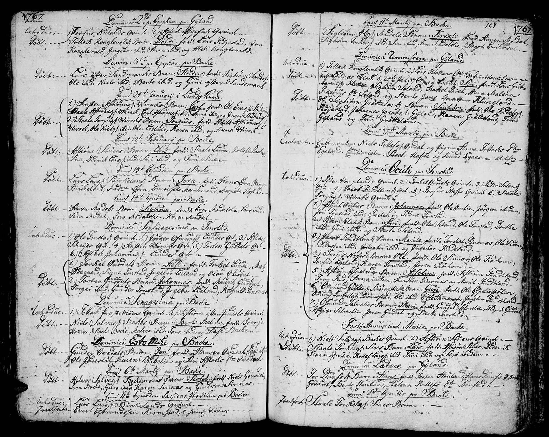 Bakke sokneprestkontor, AV/SAK-1111-0002/F/Fa/Faa/L0001: Parish register (official) no. A 1, 1741-1780, p. 167