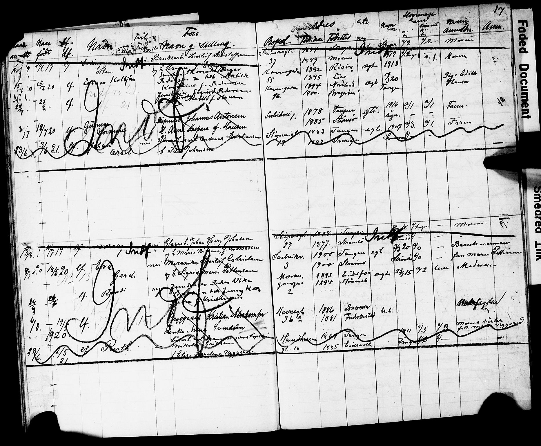 Strømsø kirkebøker, AV/SAKO-A-246/Y/Yb/L0003: Parish register draft no. II 3, 1921-1925, p. 17