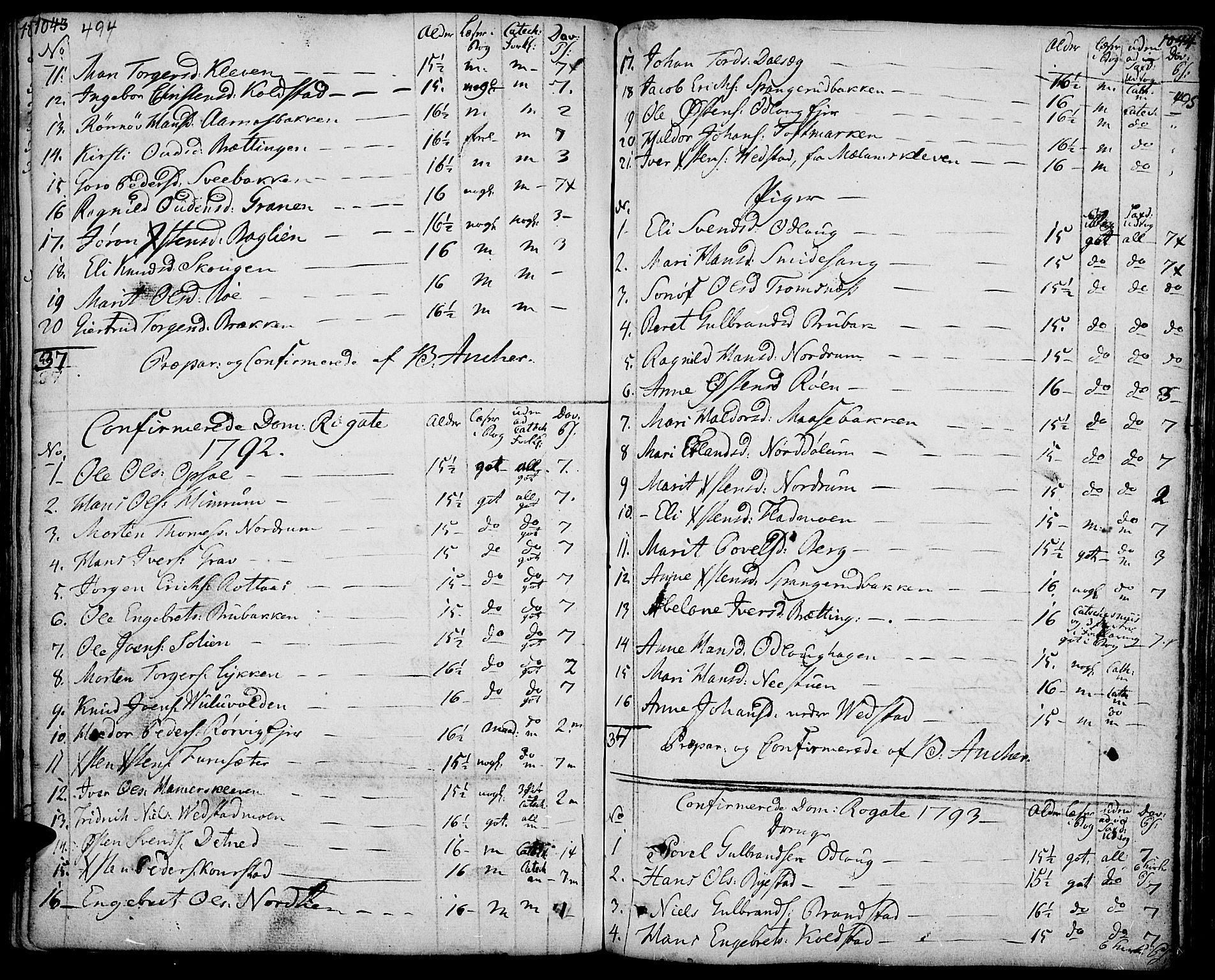 Ringebu prestekontor, SAH/PREST-082/H/Ha/Haa/L0003: Parish register (official) no. 3, 1781-1820, p. 494-495