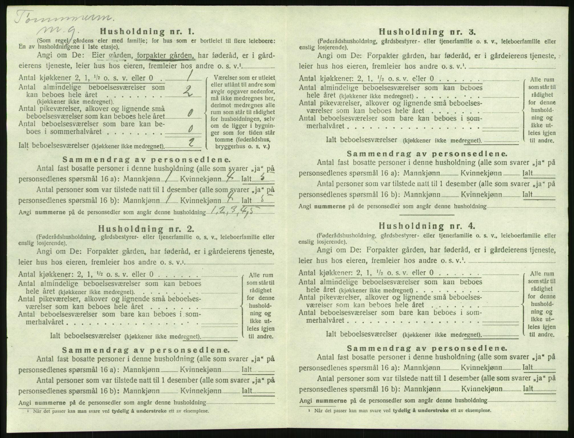 SAH, 1920 census for Løten, 1920, p. 2324