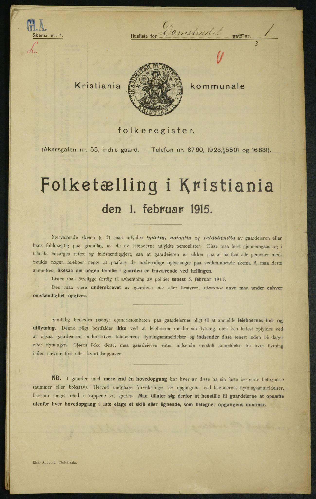 OBA, Municipal Census 1915 for Kristiania, 1915, p. 14369