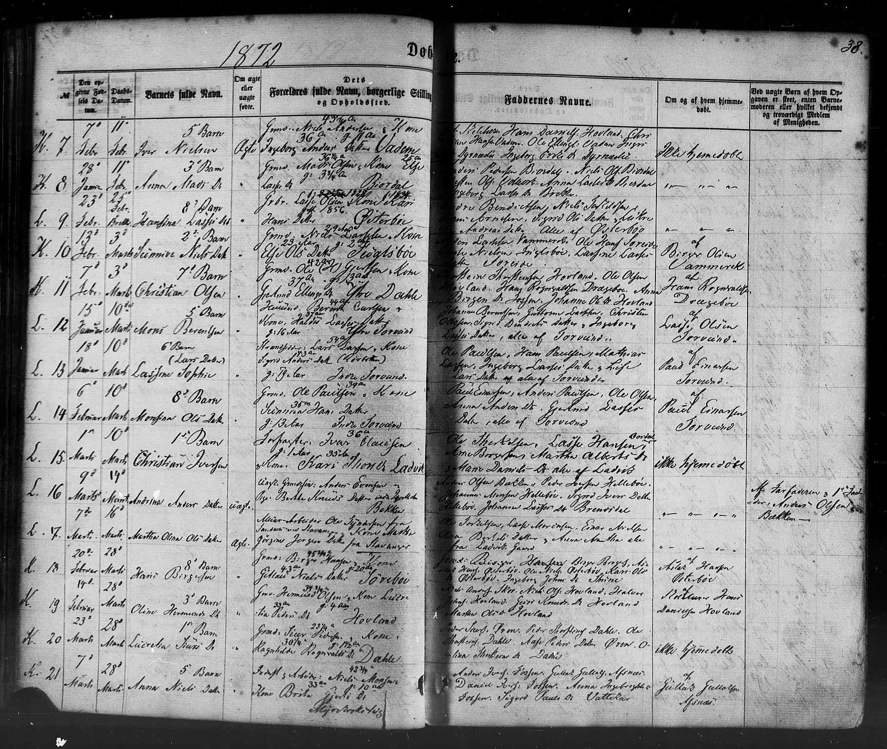 Lavik sokneprestembete, SAB/A-80901: Parish register (official) no. A 4, 1864-1881, p. 38