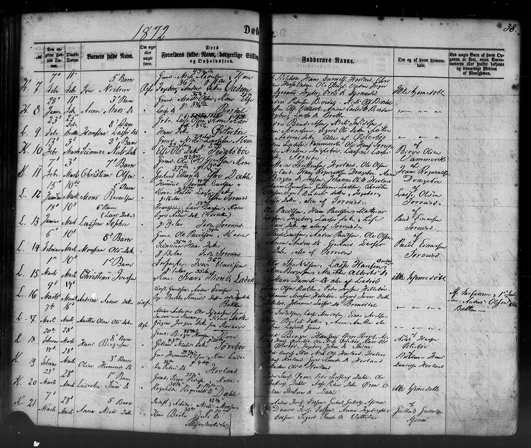 Lavik sokneprestembete, AV/SAB-A-80901: Parish register (official) no. A 4, 1864-1881, p. 38