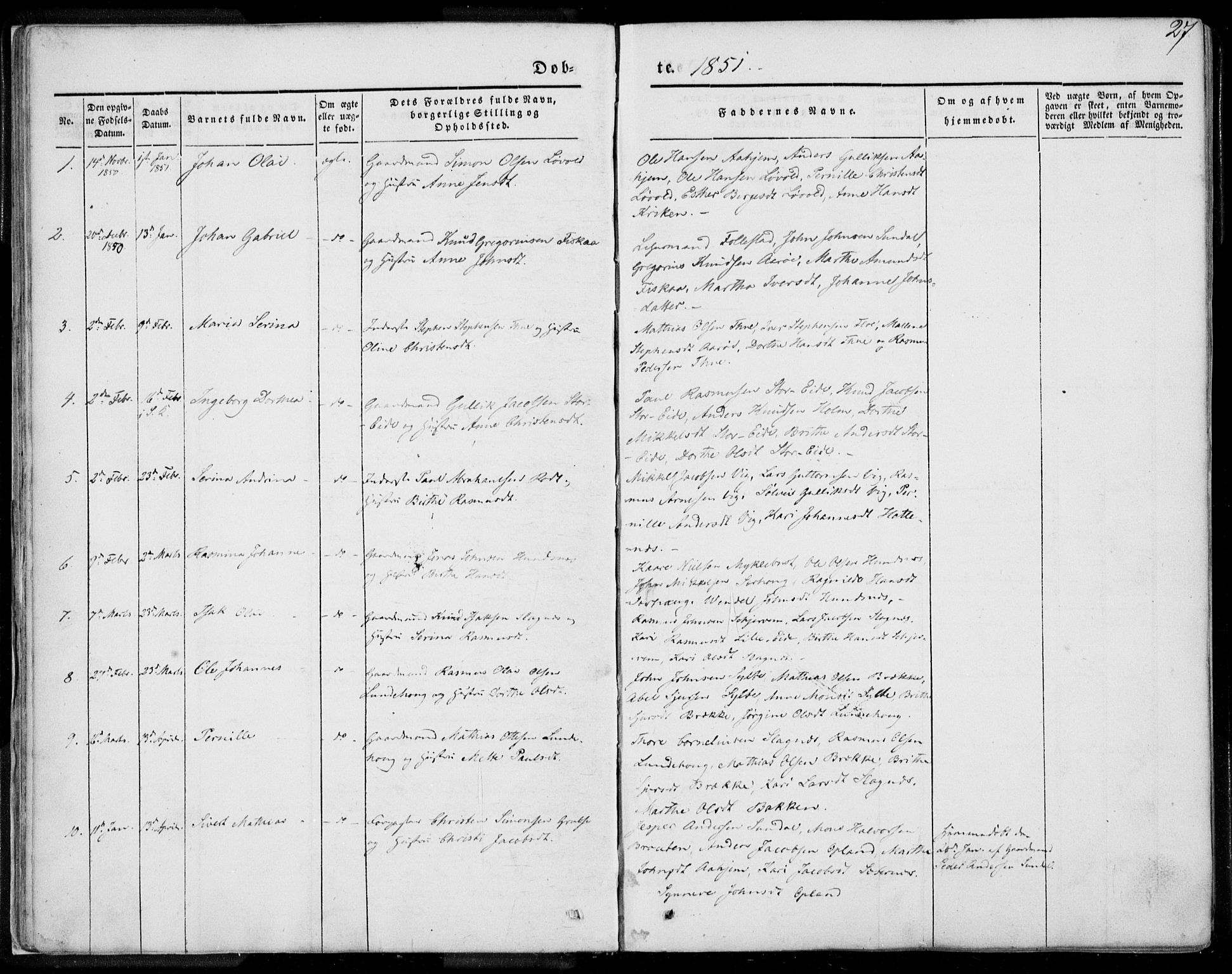 Ministerialprotokoller, klokkerbøker og fødselsregistre - Møre og Romsdal, SAT/A-1454/501/L0006: Parish register (official) no. 501A06, 1844-1868, p. 27